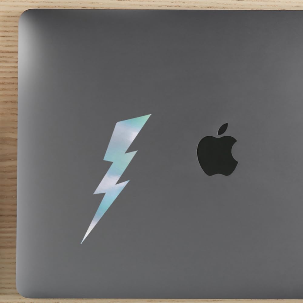 Premium Waterproof Vinyl Decal Stickers - Set of 2 Lightning Bolt Hologram Designs for Laptop, Phone, Helmet, Car Window, Bumper, Mug, Cup, Door & Wall Decoration - Perfect for DIY Crafts, Personalization & Gift Giving