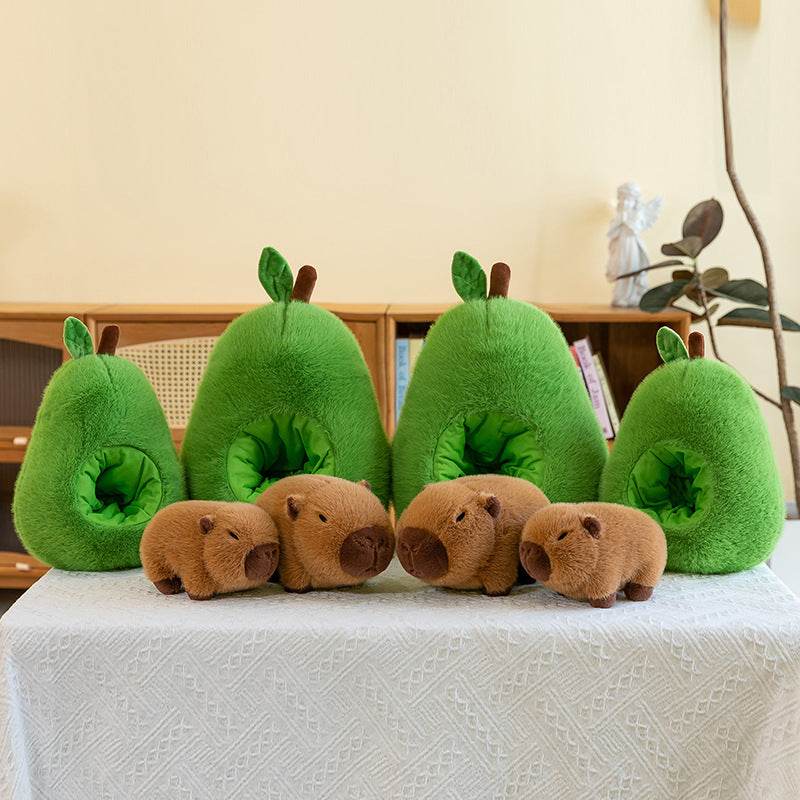Cute Avocado Capybara Plush Toy - Soft Stuffed Animal Pillow for Kids & Adults | Perfect for Cuddling, Home Decor, and Gifts