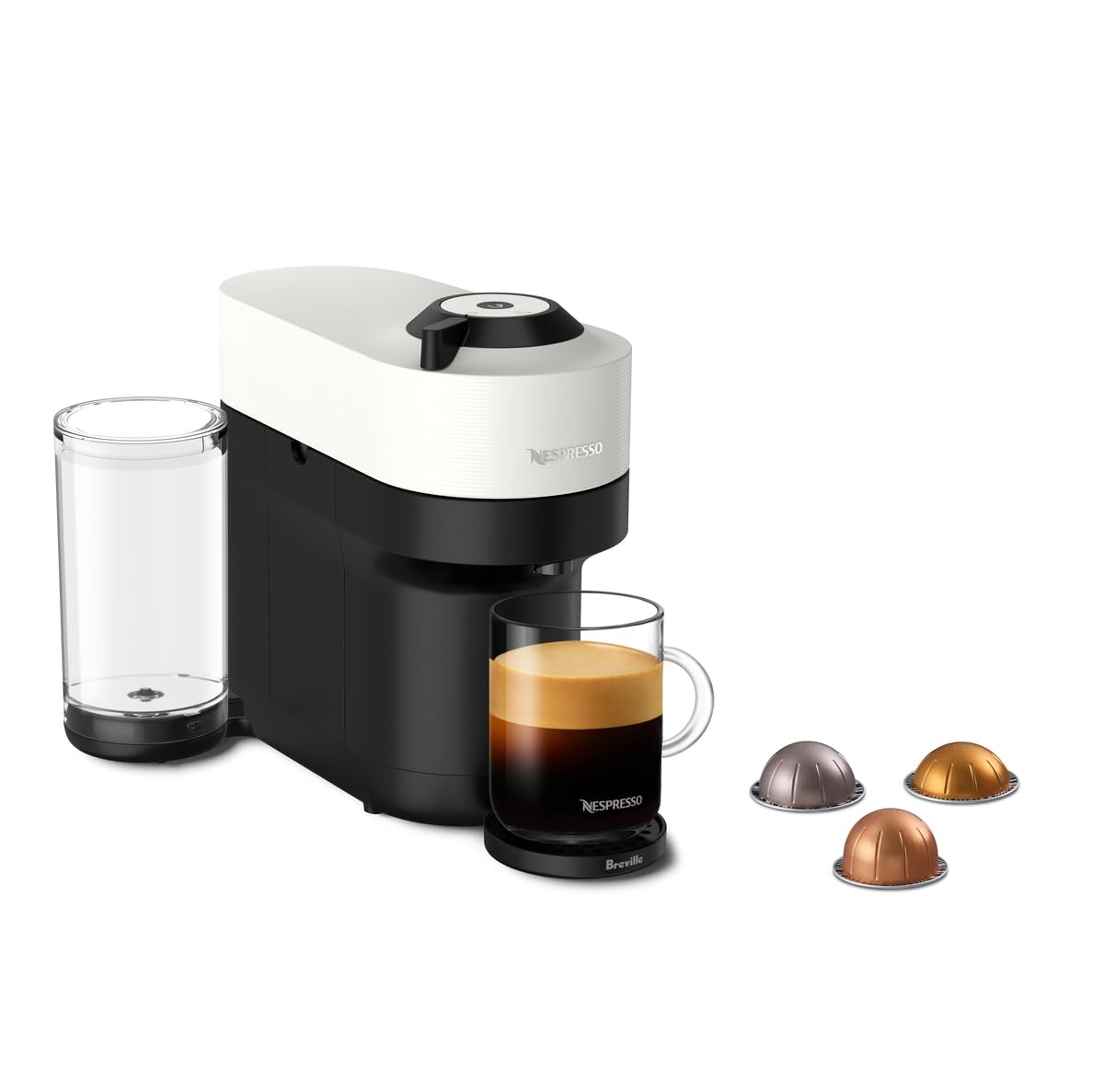 Nespresso Vertuo Pop+ Coffee and Espresso Machine by Breville - Compact Single-Serve Pod Brewer, Coconut White | Perfect for Home, Office & Small Spaces