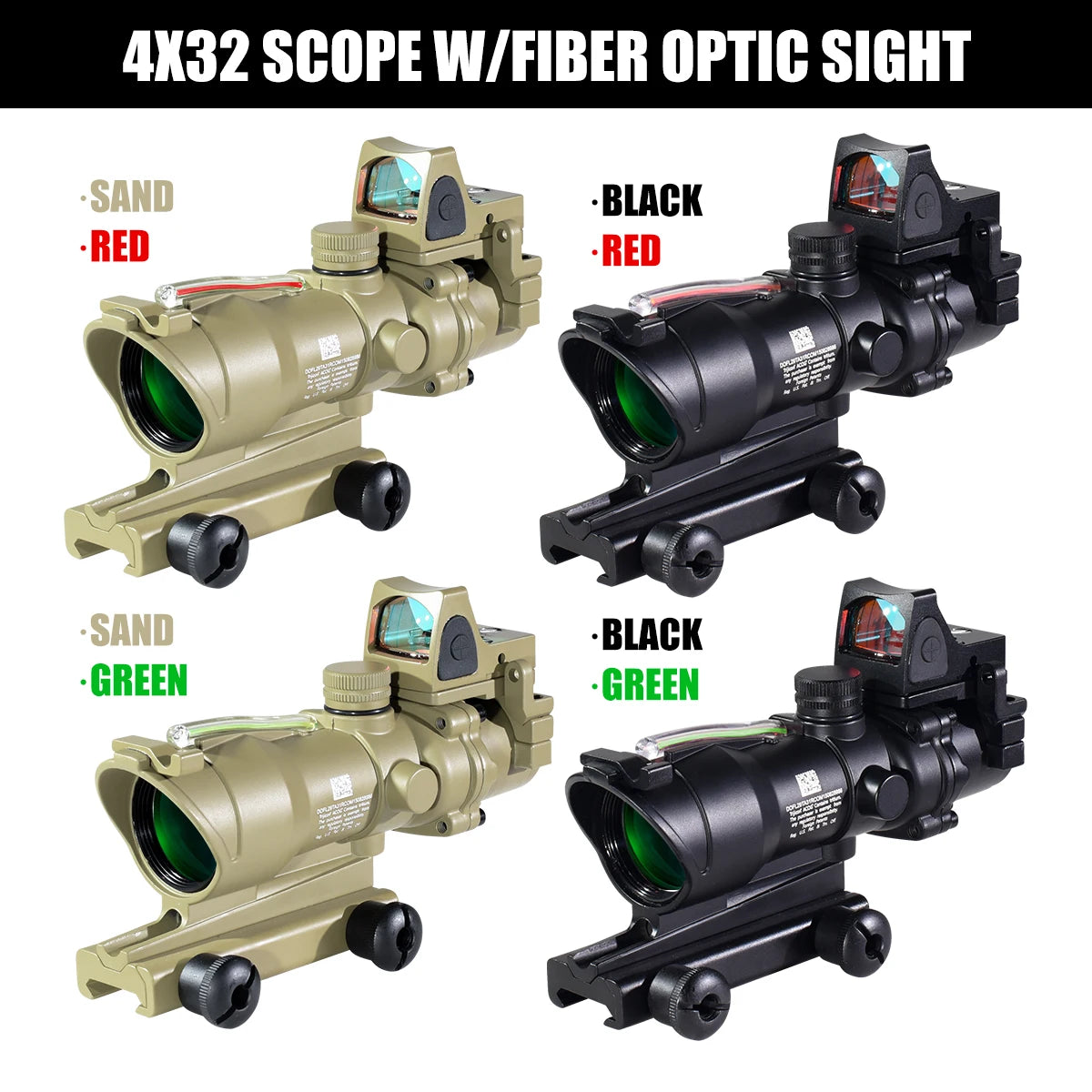 Trijicon ACOG 4X32 Rifle Scope with RMR - Fiber Optic Red/Green Dot Illumination, Etched Reticle - Perfect for Hunting, Tactical Shooting & Outdoor Adventures