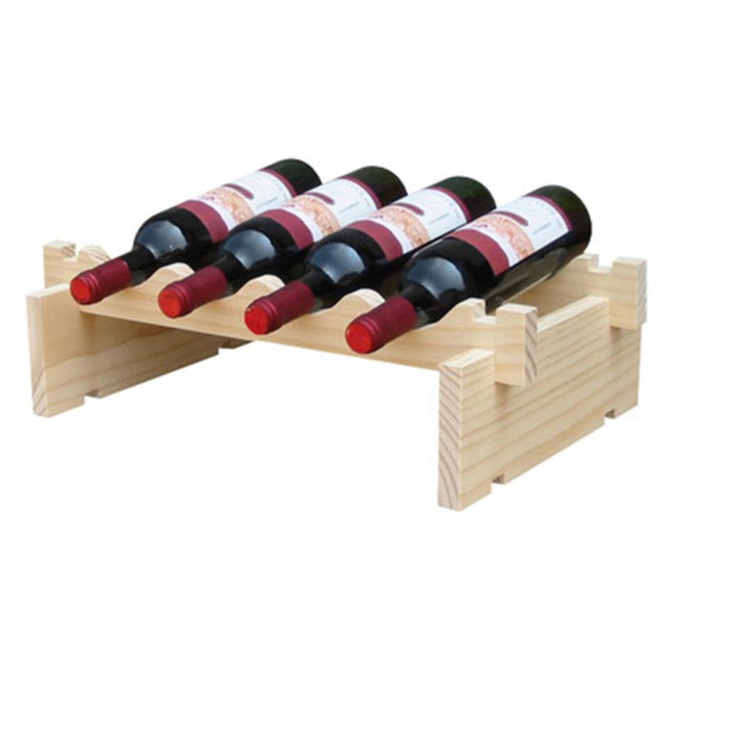 Classic Wooden Wine Bottle Holder - 1-Tier Wine Storage Rack for Bar, Kitchen & Dining Room - Free Combination DIY Display Shelf for Wine Collection & Home Decor