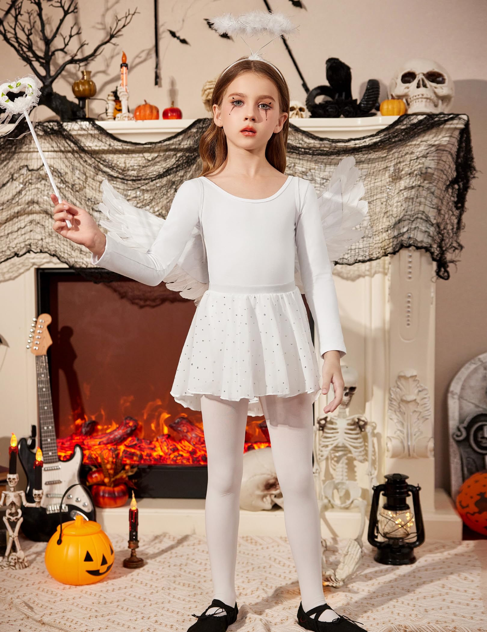 Arshiner Girls Ballet Leotard with Chiffon Skirt - Long Sleeve Crisscross Back Dance Outfit for Toddlers | Ballet Class, Recital, Performance & Dance Practice Wear