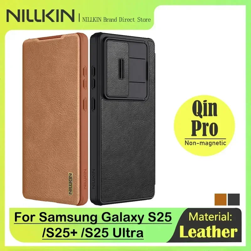 NILLKIN Genuine Leather Lens Cover Case for Samsung Galaxy S25 Ultra - Premium Protection for Camera & Phone | Perfect for Travel, Business & Everyday Use