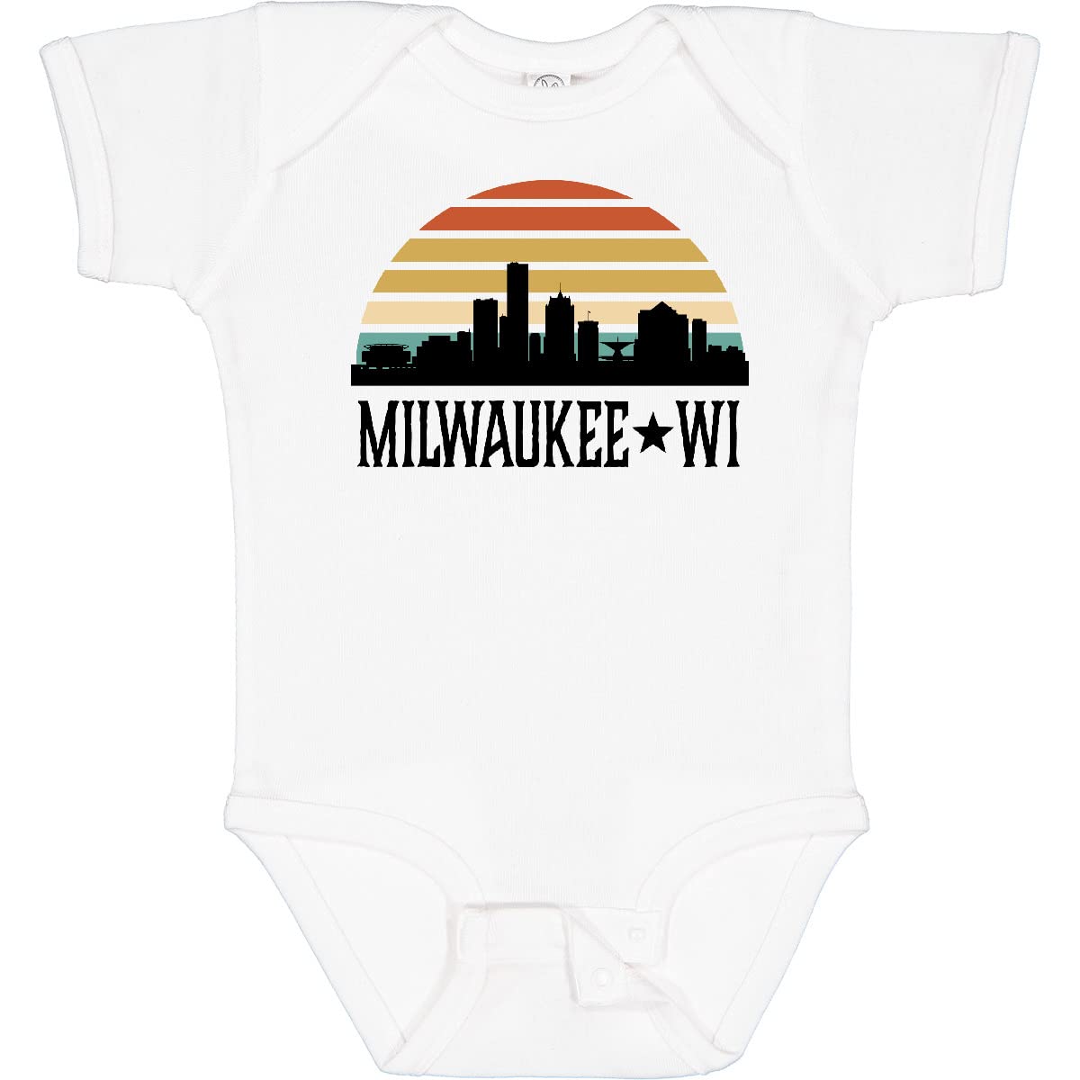Inktastic Milwaukee Wisconsin Skyline Retro Sunset Baby Bodysuit - Soft & Comfortable Infant Onesie for Boys & Girls - Perfect for Family Outings, Photo Shoots & Casual Wear