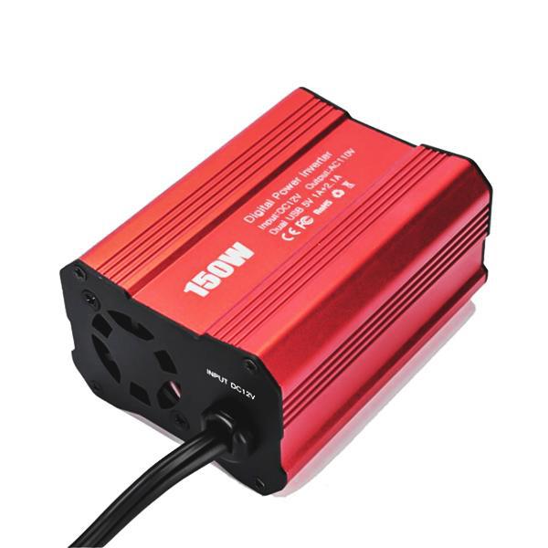 150W Car Power Inverter DC 12V to 110V AC Converter with Dual 3.1A USB Ports - Portable Car Charger for Laptops, Phones & Small Appliances - Perfect for Road Trips & Emergency Power Outages