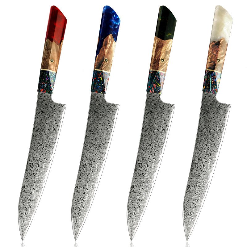 Premium Japanese VG10 Damascus Steel Chef Knife - 8 Inch Professional Kitchen Knife with Olive Burl Wood Handle - Perfect for Slicing, Dicing & Chopping Vegetables, Meat & Fish