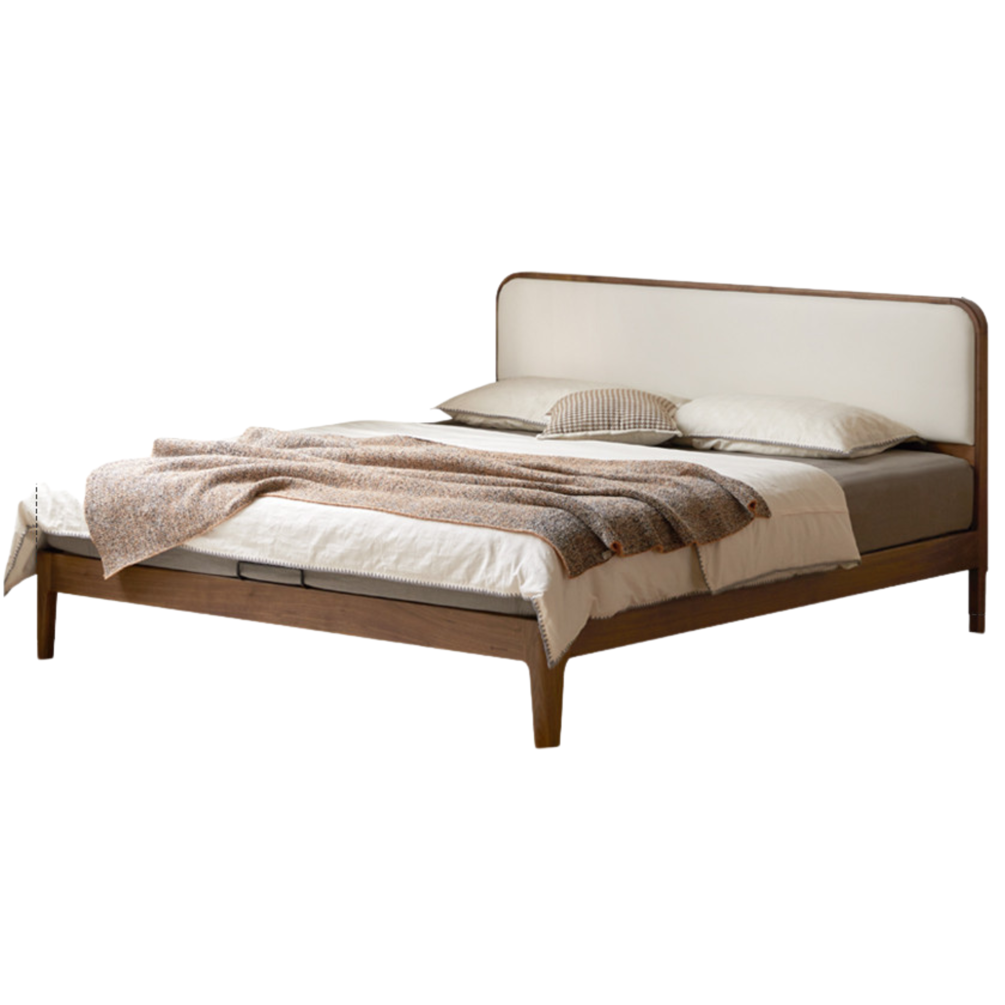 Premium Black Walnut Solid Wood Platform Bed Frame - Minimalist Modern Bedroom Furniture for Master Bedroom, Guest Room & Dorm Use