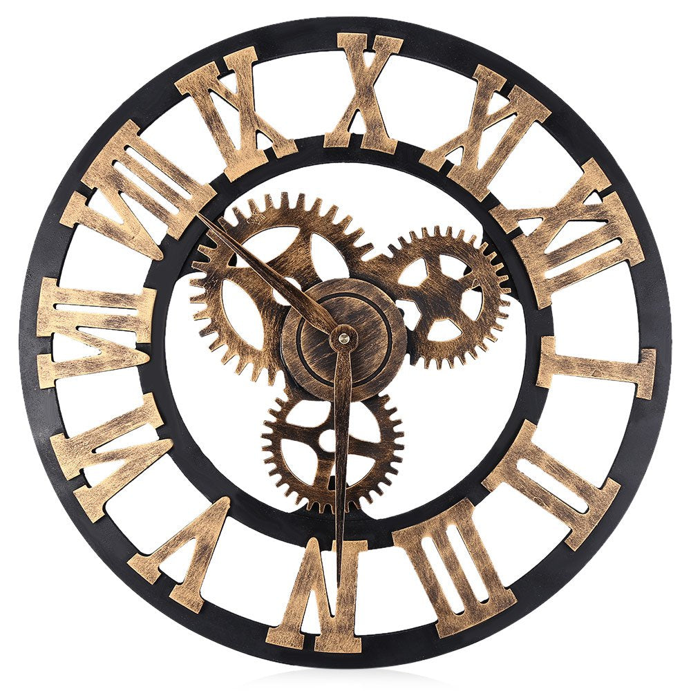 17.7 Inch Large 3D Retro Wall Clock - Vintage Gear Design Decorative Clock for Living Room, Office & Home Decor | Perfect for Meeting Rooms, Bedrooms & Gifts
