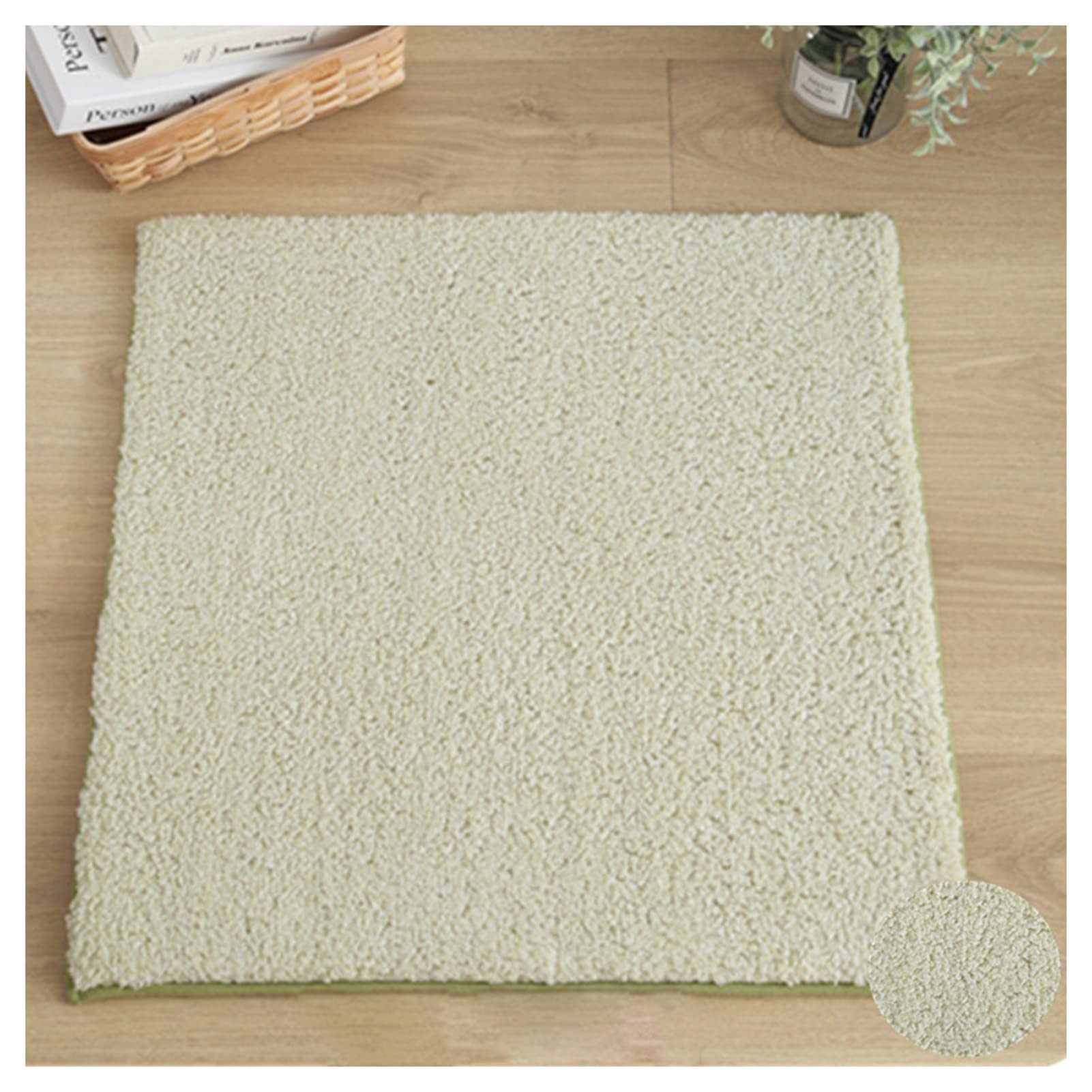 4Pcs Soft Fluffy Carpet Tiles - 16x16 Inch Plush Area Rug Floor Mats | Machine Washable Puzzle Playmat for Kids Room, Nursery & Play Areas (Light Green)