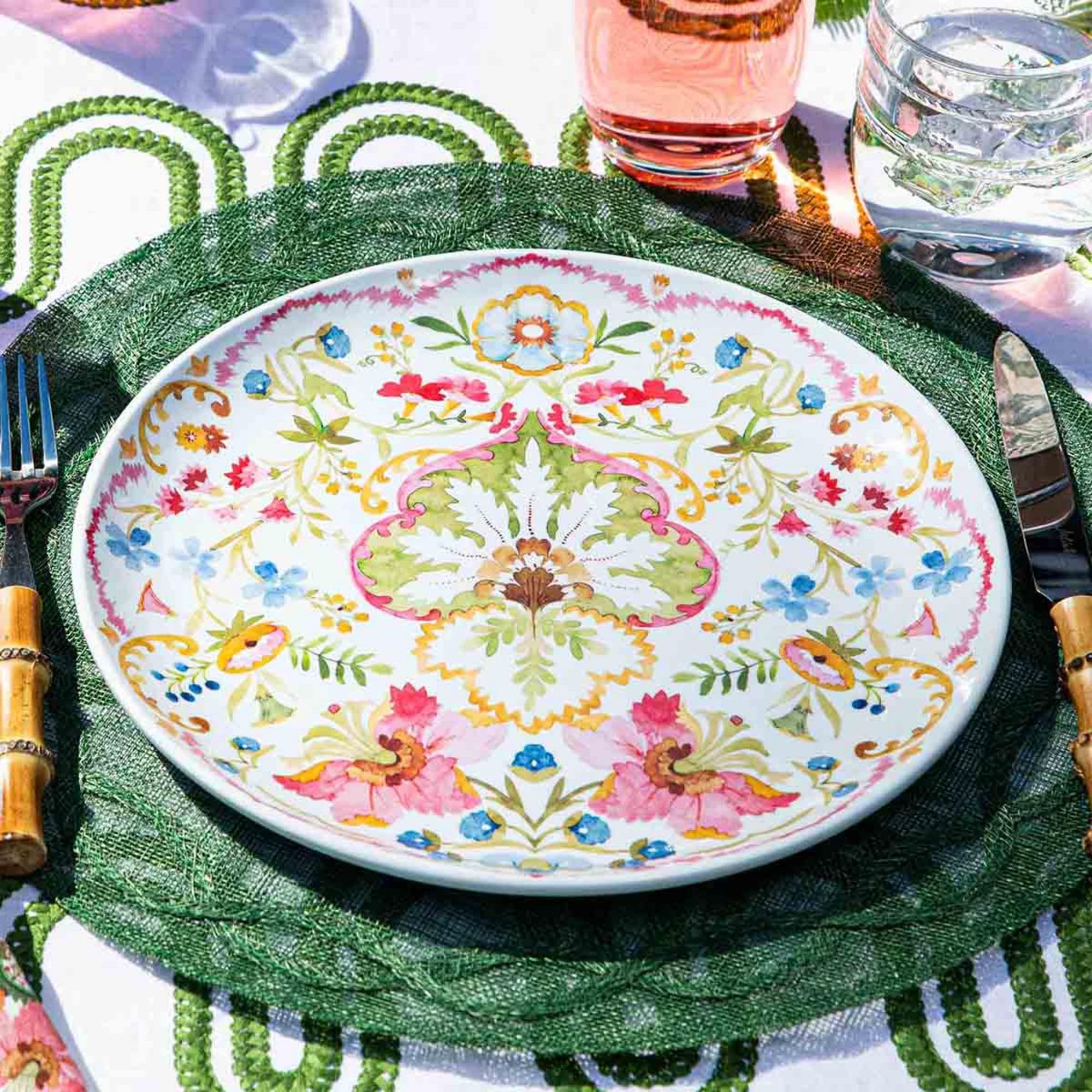 Juliska Tuileries Placemats Set of 4 - Elegant Basil Green Table Mats for Fine Dining, Holiday Decor & Everyday Use