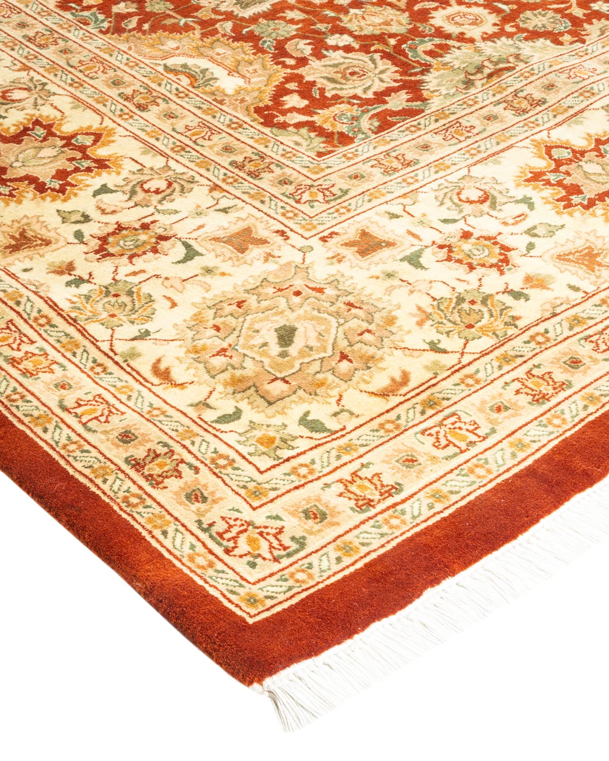 Handmade Traditional Oriental Mogul Red Wool Area Rug 8x10 - One of a Kind Hand Knotted Solo Rugs for Living Room, Bedroom & Home Decor