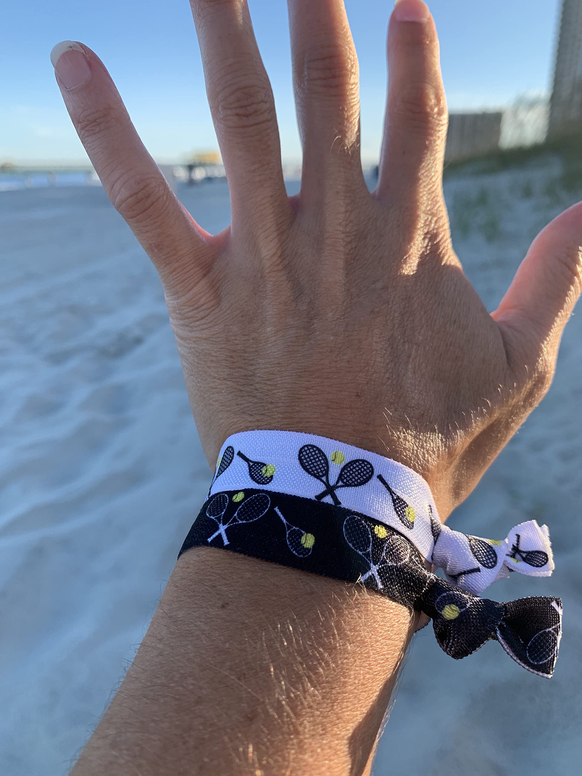 Sportybella No Crease Tennis Hair Ties for Girls - 6 Pack (Black/White) - Perfect for Young Players & Active Lifestyles