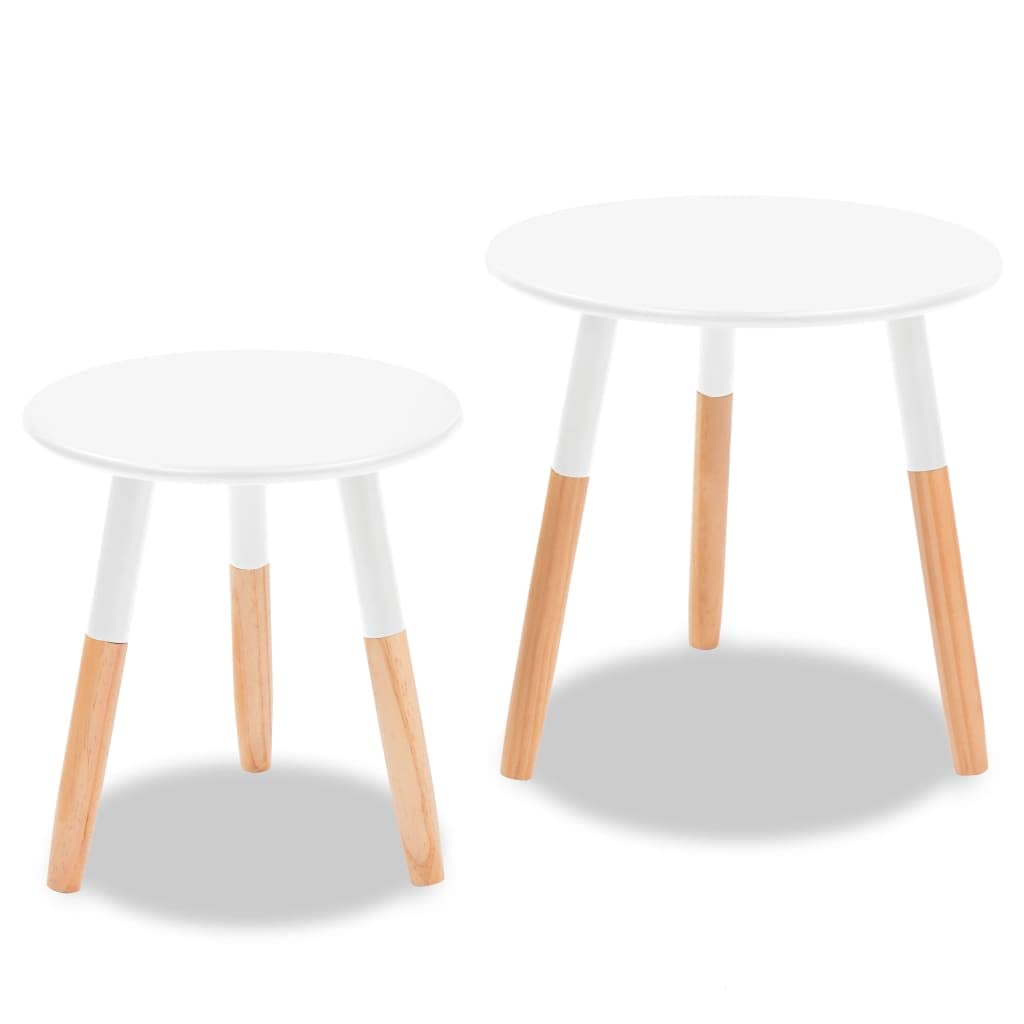 Round Side Nightstands Set of 2 - Solid Pinewood Small Tables for Living Room, Bedroom, Office - Indoor/Outdoor White Round Side Tables for Small Spaces - Perfect for Coffee Table, Nightstand, or Accent Furniture