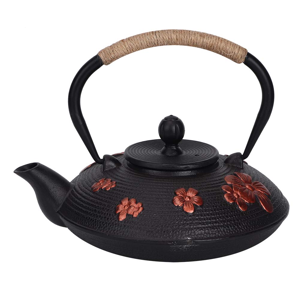 Japanese Style Cast Iron Teapot with Removable Stainless Steel Infuser - 57.1oz (900ml) Enameled Tetsubin Teapot Featuring Plum Blossom & Bird Design - Perfect for Loose Leaf Tea Brewing, Home Decor & Gift Giving