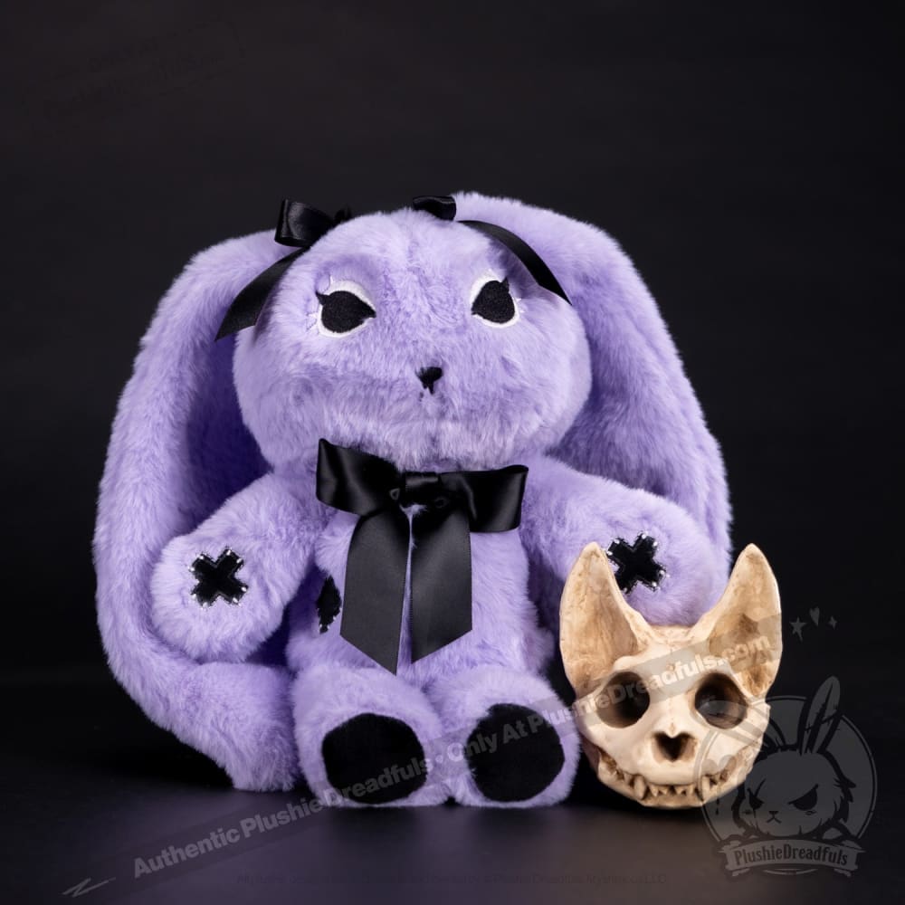Goth Rabbit Plush Stuffed Animal - Soft Dark Aesthetic Plushie Dreadfuls for Gothic Decor, Bedroom Cuddling & Alternative Gift Ideas
