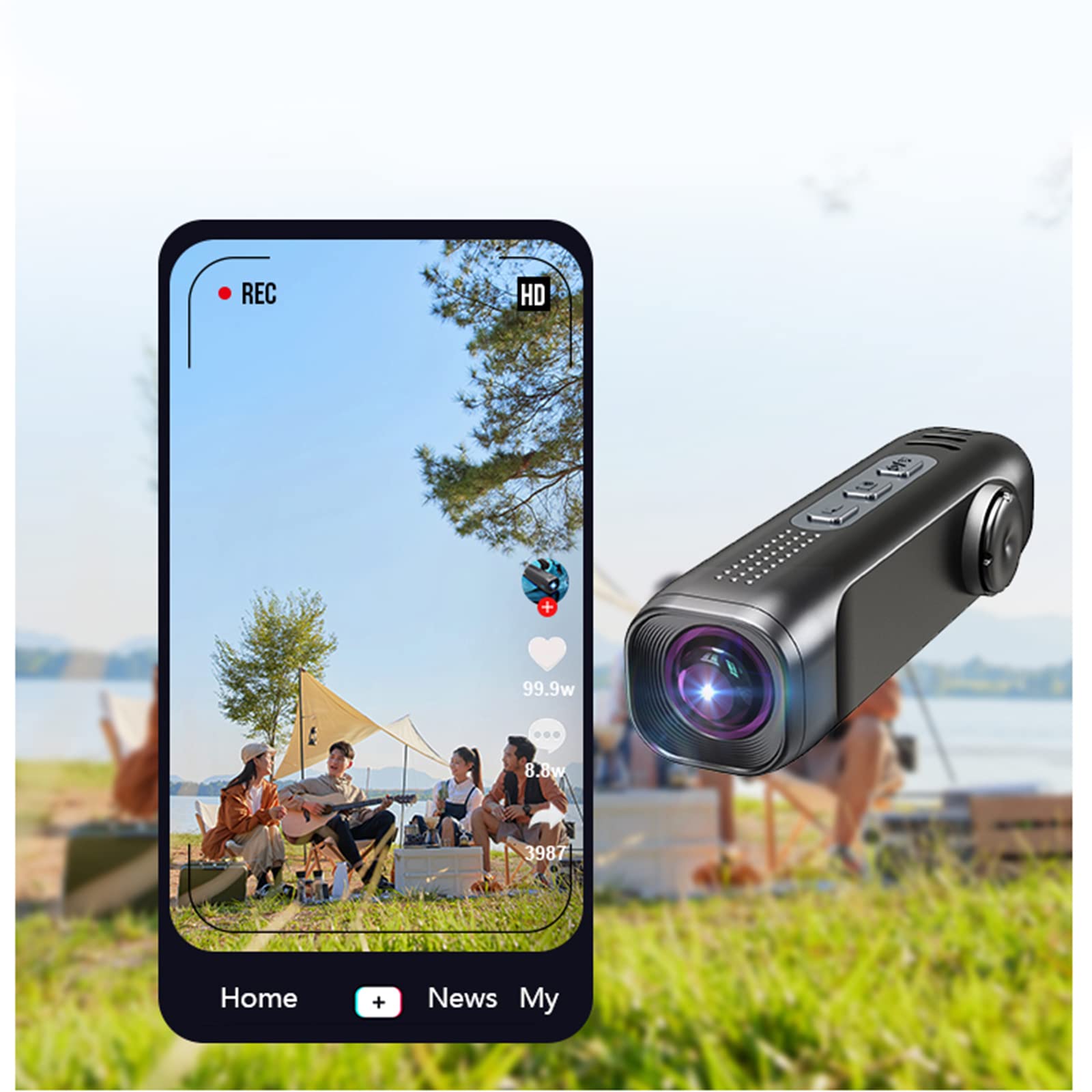 4K WiFi Action Camera with APP Control - 2200mAh Rechargeable Sports Camera, Anti-Shake Technology for Vlogging, Webcam & Outdoor Adventures - Perfect for Cycling, Skiing, Travel Vlogging and Live Streaming