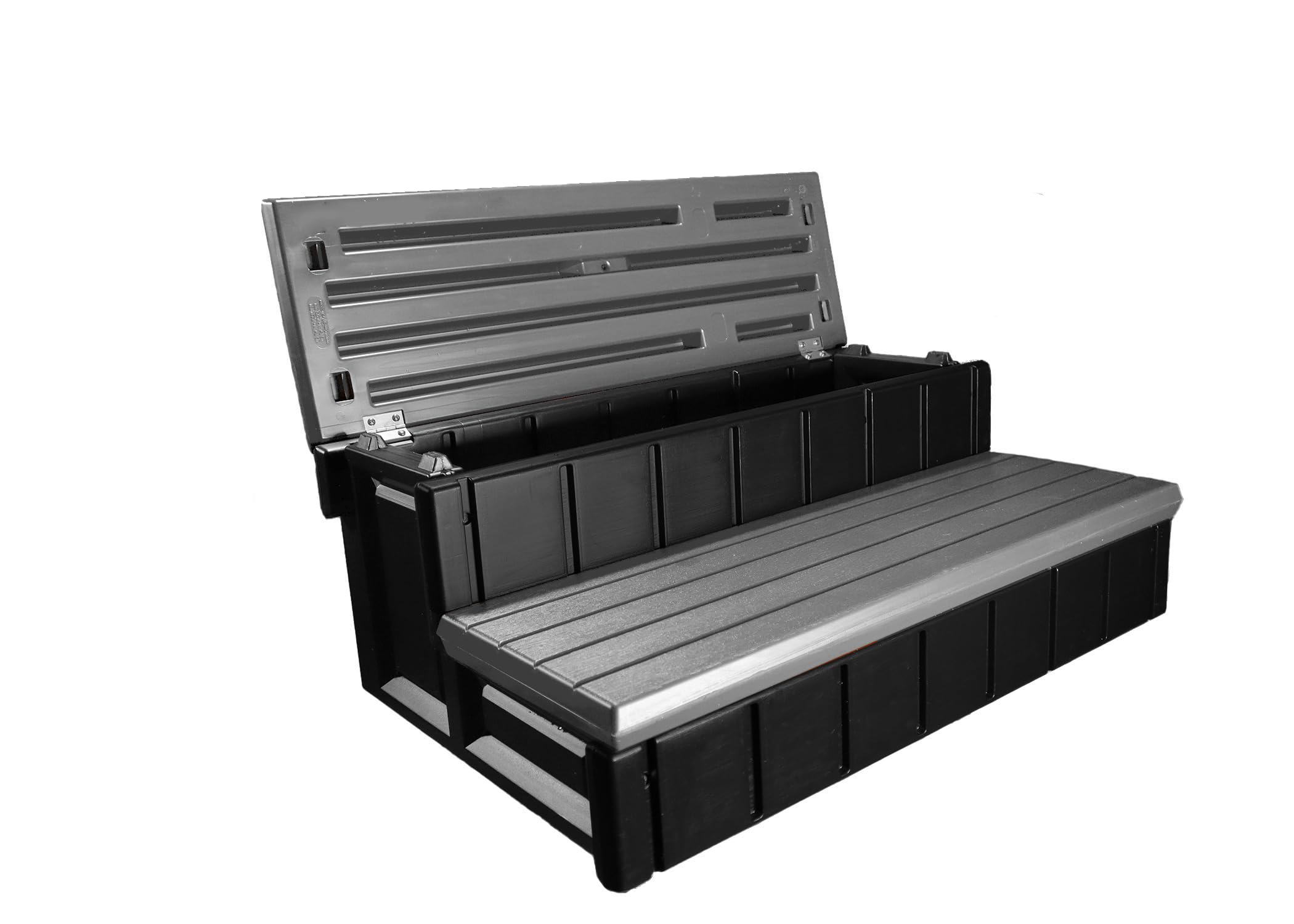 Confer Plastics Storage Step Stool - Heavy Duty Deep Grey for Garage, Kitchen, and Workshop Organization