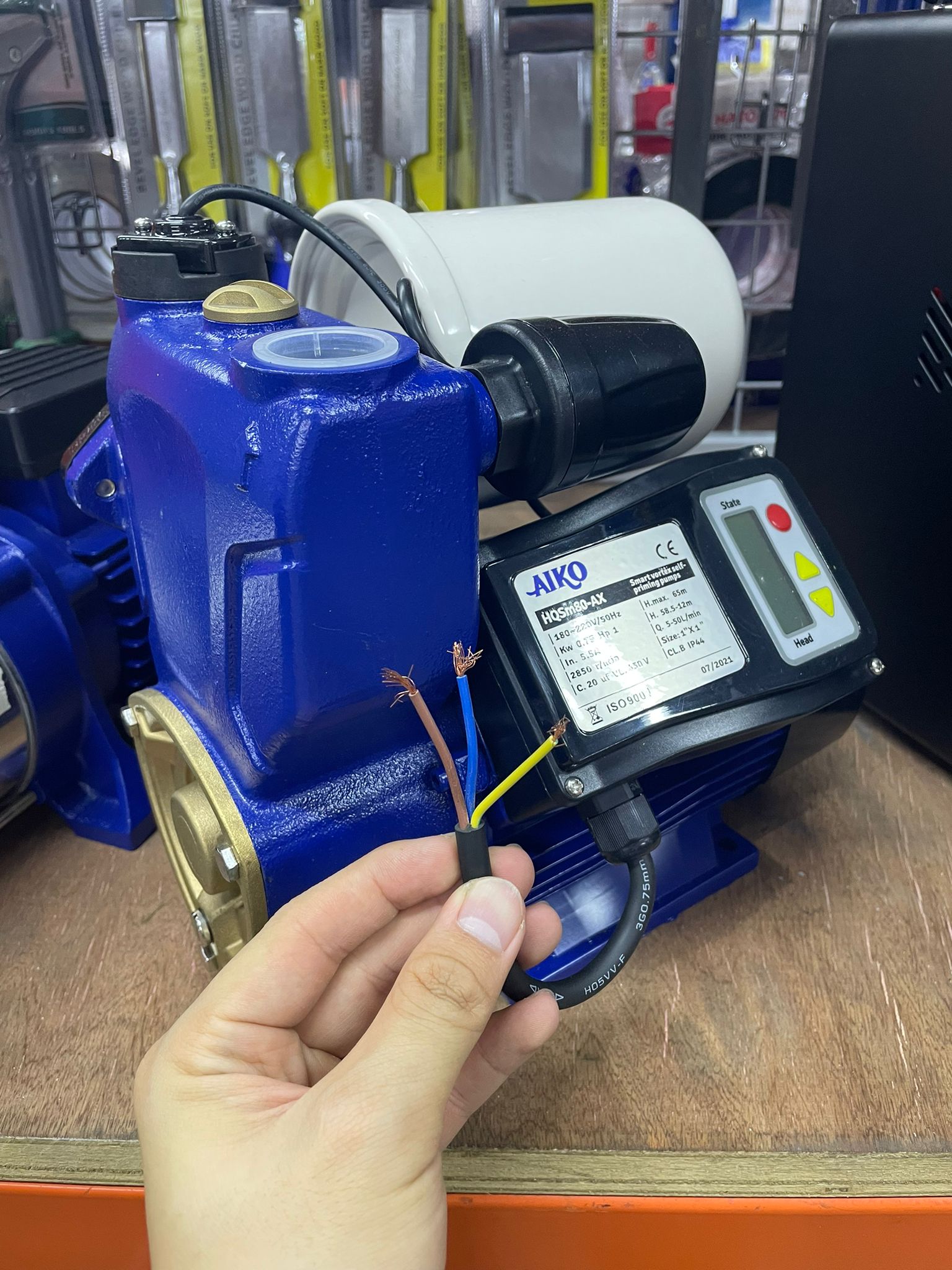 Aiko 220V 1 Outlet 1Hp Motor Smart Self Priming Auto Booster Pump WP HQSM80 AX - Ideal for Home Water Pressure Boosting, Garden Irrigation & Small Industrial Applications