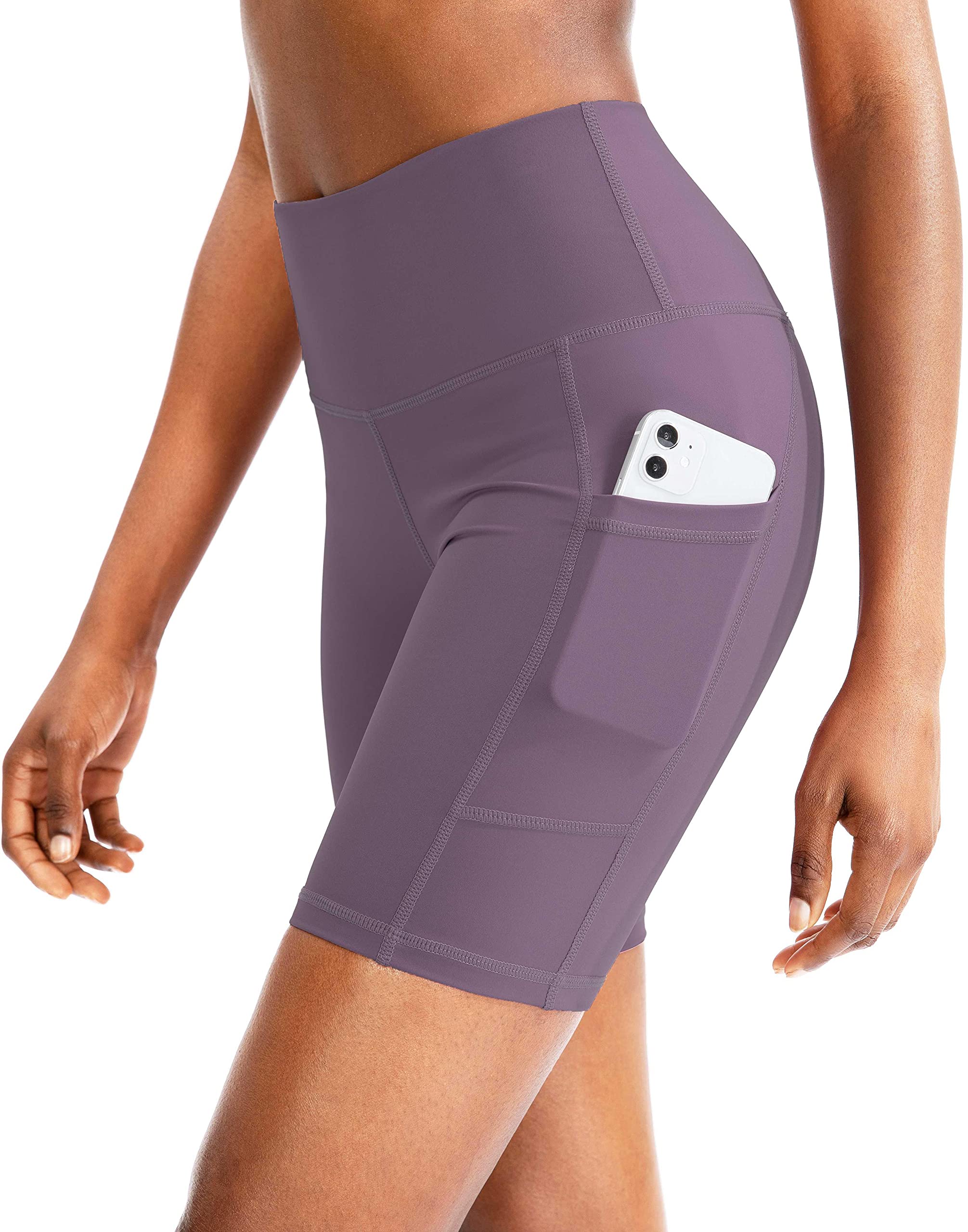 High Waist Yoga Shorts for Women with Side Pockets - Tummy Control Workout Shorts 8