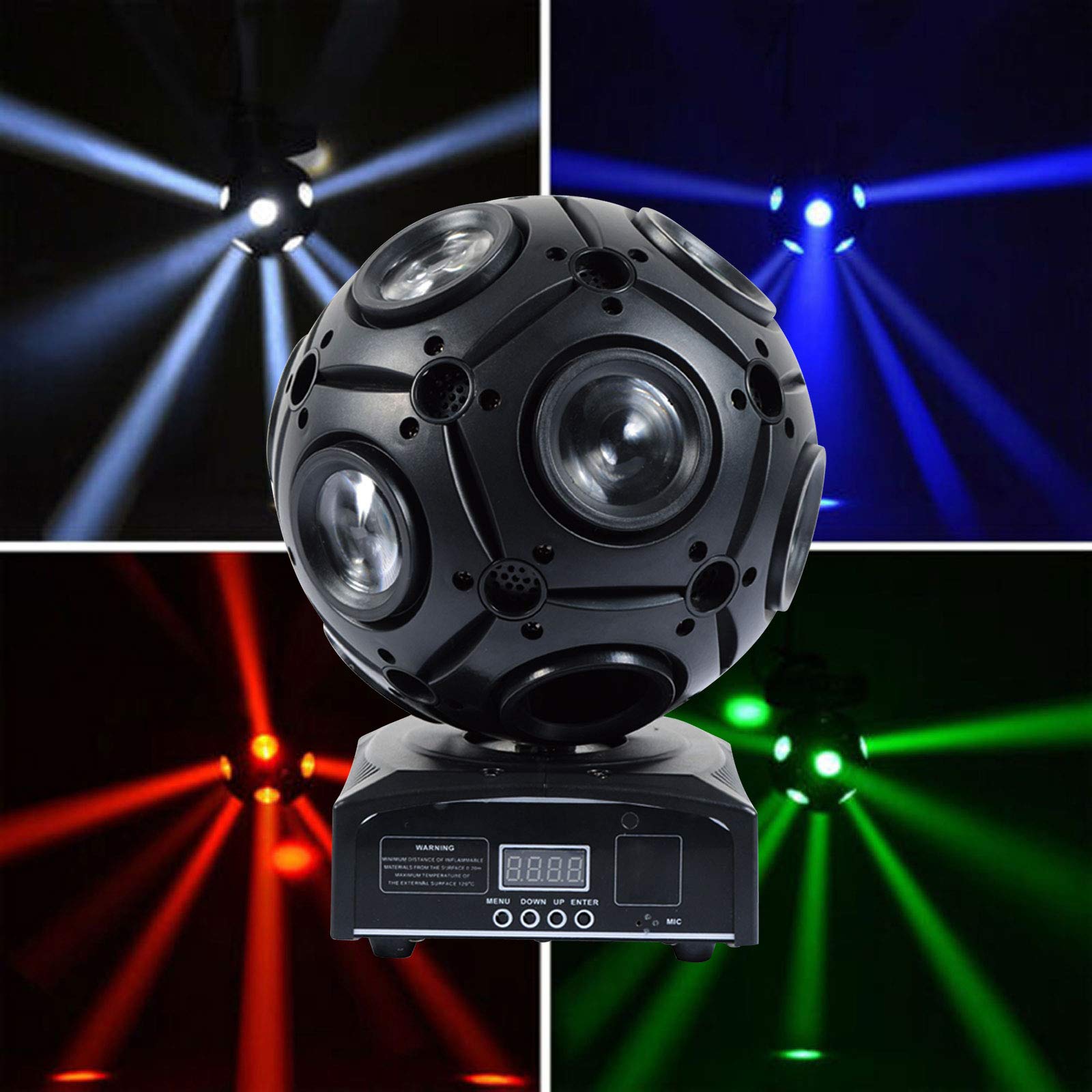 4-in-1 RGB Moving Head Light 120W - Professional DMX Stage Lighting for DJ, Club, Bar, Wedding & Concert - RGBWA+UV Beam Spot with Sound Active Mode for Dynamic Stage Effects