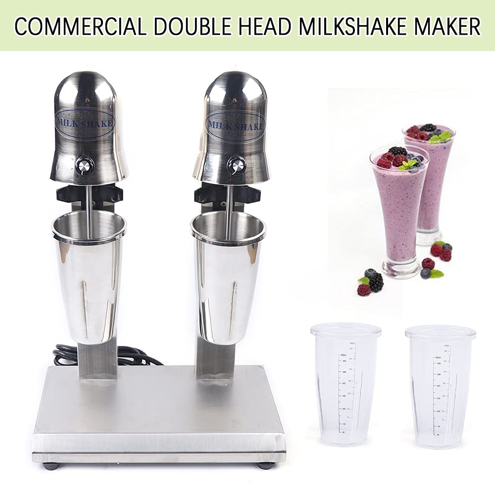 Commercial Stainless Steel Electric Drink Mixer Machine - 110V 560W Double Head Mixer for Smoothies, Malt, Ice Cream & Beverages | Perfect for Restaurants, Cafes & Bars
