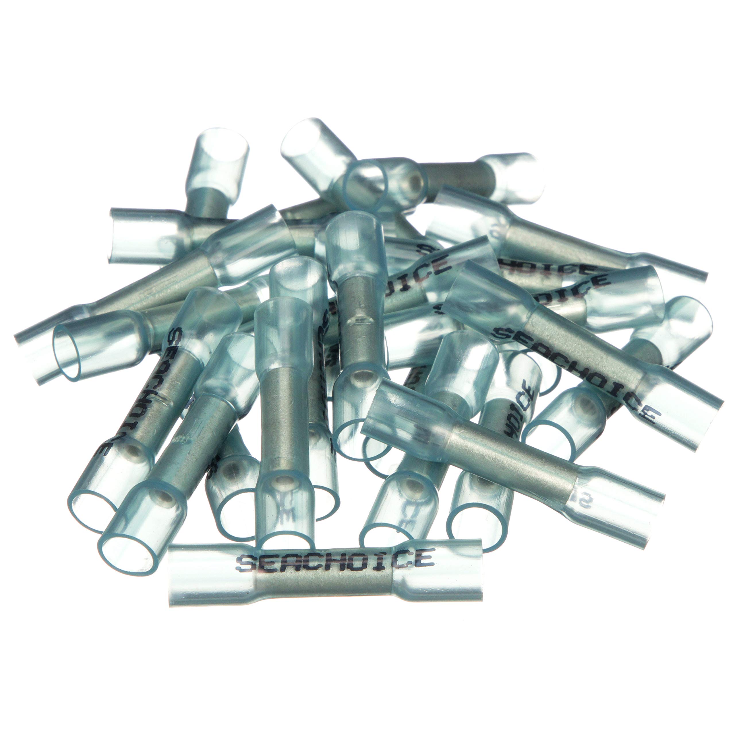 Seachoice Marine Grade Heat Shrink Butt Connectors - Blue 16-14 AWG Wire Range (Pack of 500) - Waterproof Electrical Splices for Boat Wiring, Automotive, RV & Outdoor Electrical Repairs