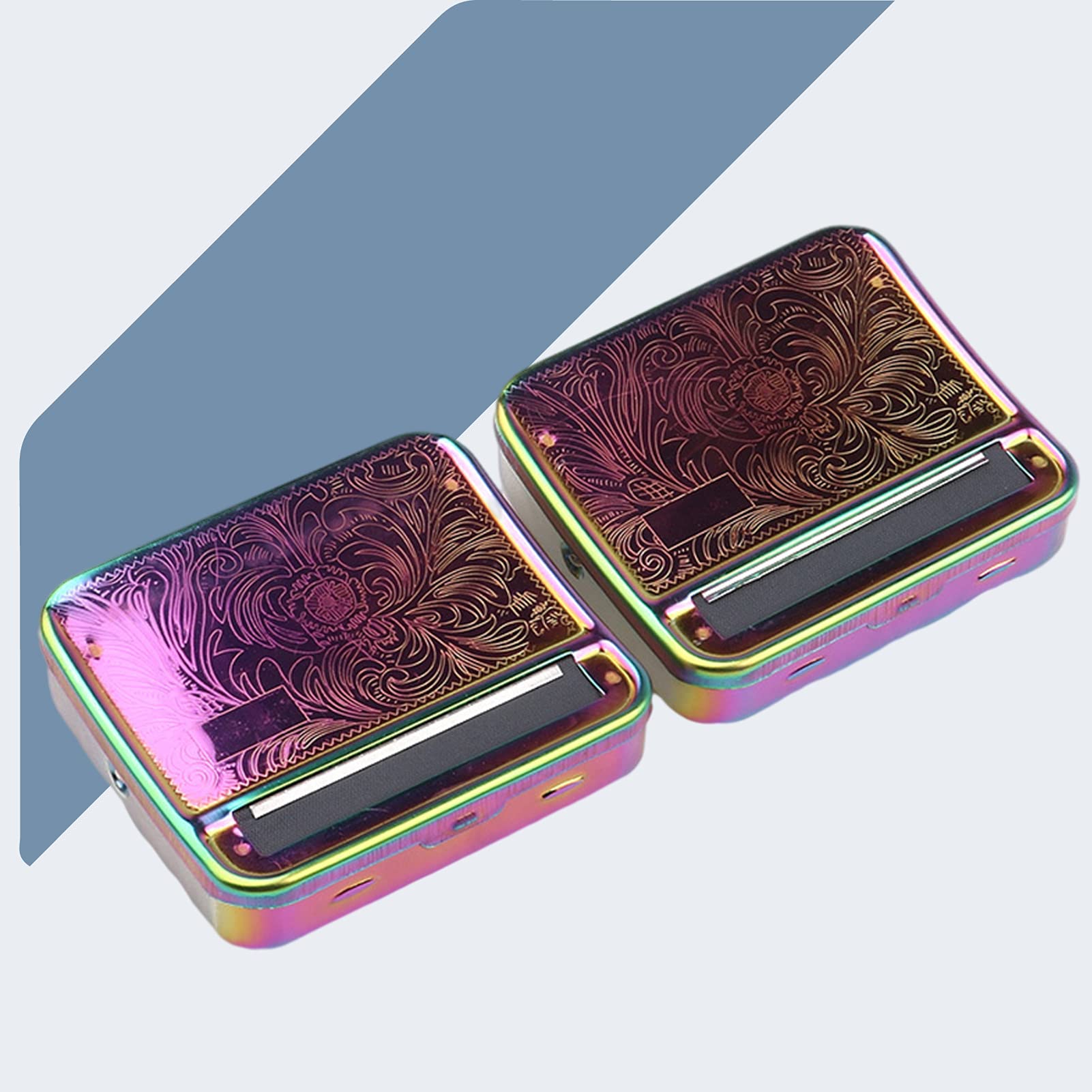 Colorful 70mm Metal Automatic Rolling Machine with Storage Box - Perfect for Rolling Cigarettes & Herbs at Home or On the Go