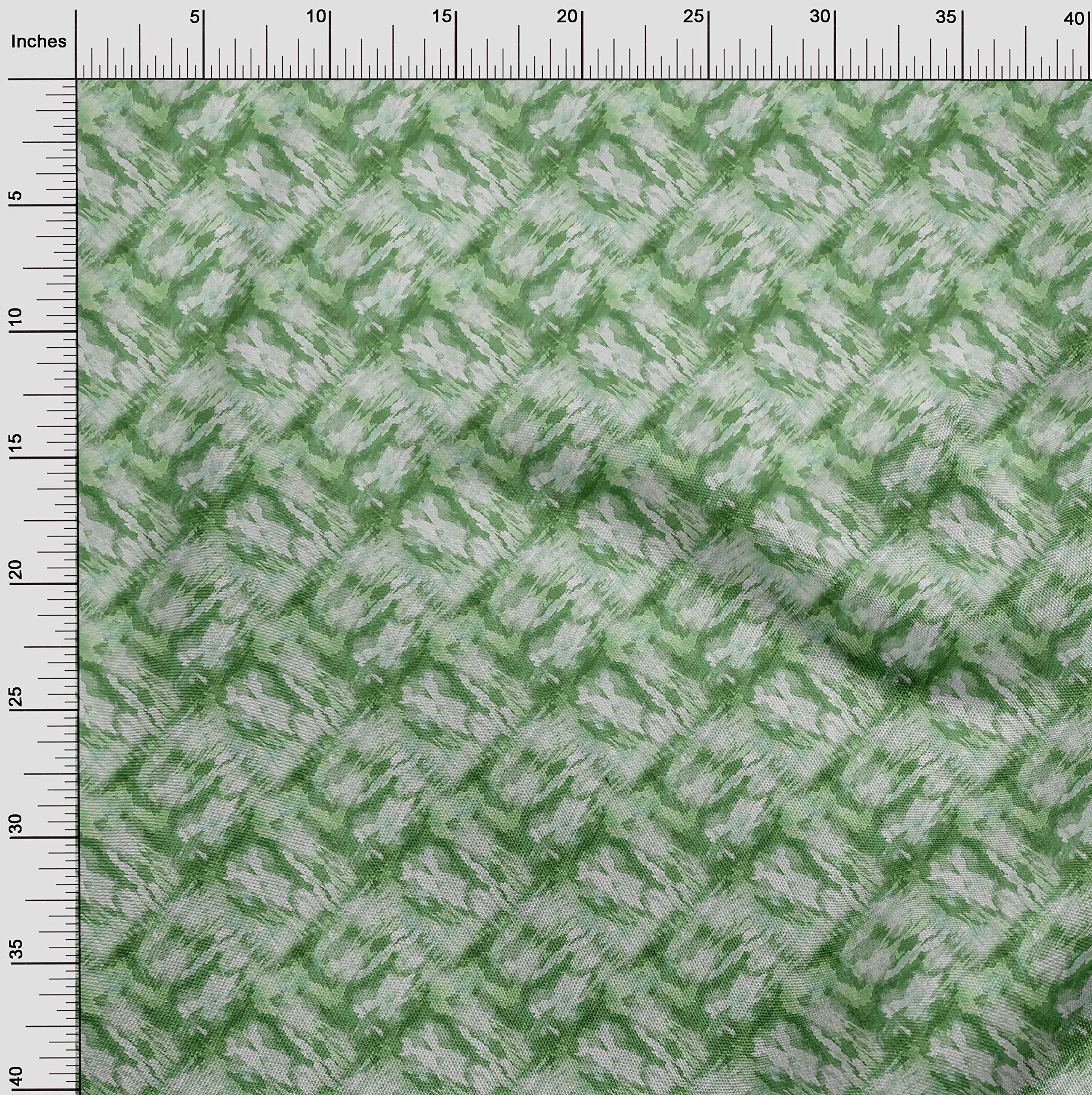 oneOone Rayon Green Abstract Printed Fabric by The Yard - 56 Inch Wide DIY Sewing Material for Clothing, Dresses & Home Decor Projects