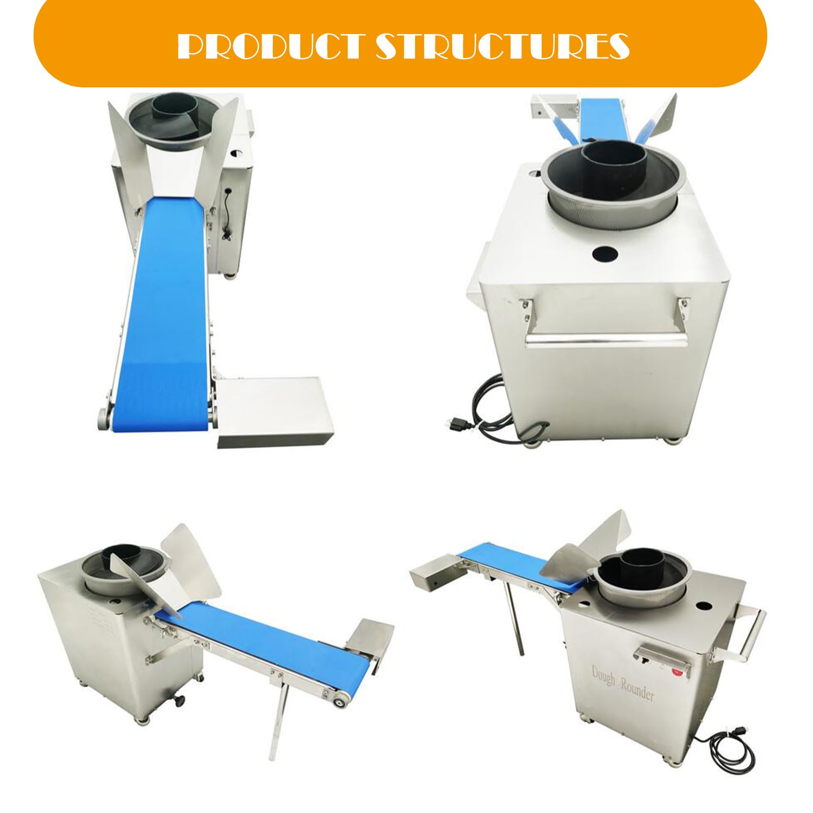 Electric Dough Rounder Machine - 0.7-10.5oz (20-300g) Pizza Dough Ball Maker | Commercial Dough Ball Forming Machine for Bread, Buns & Pastries | 1600-3600pcs/h, 110V | Perfect for Bakeries, Pizzerias & Food Production