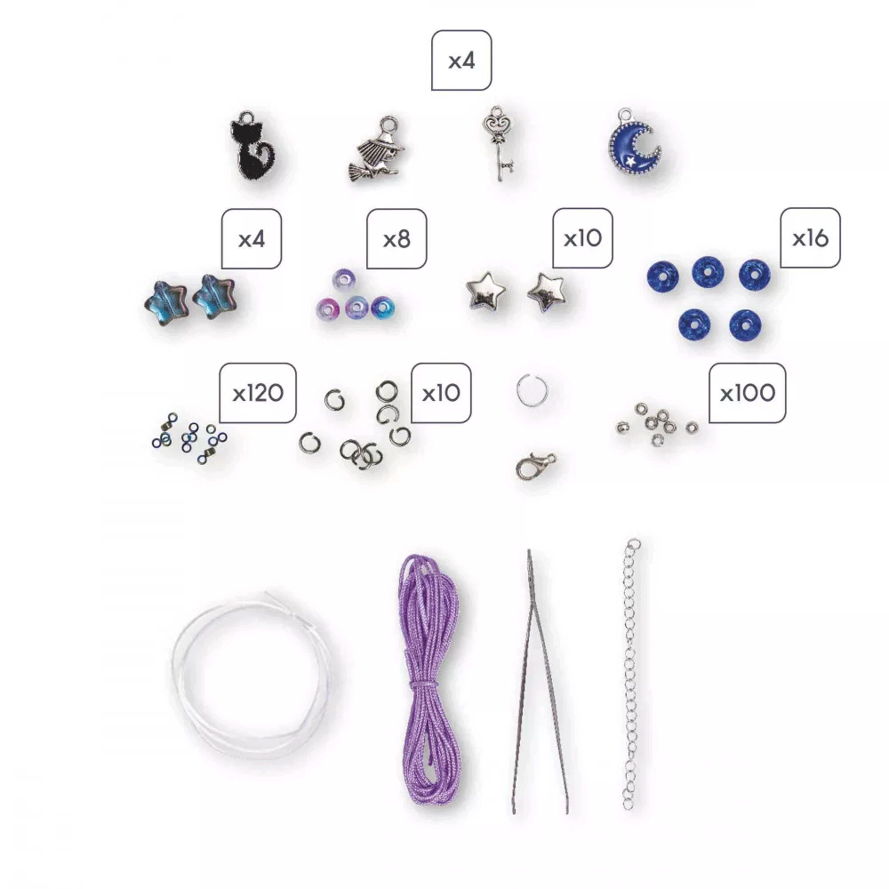 Janod Magic School 8-Piece Jewelry Making Kit for Kids – Creative DIY Craft Activity for Birthday Gifts & Party Favors