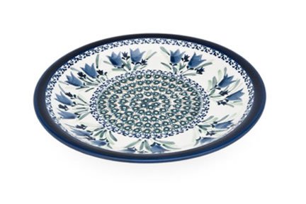 Handmade Blue Rose Polish Pottery Blue Tulip Small Dinner Plate - Elegant Ceramic Appetizer Plate for Home Dining, Parties & Gift Giving