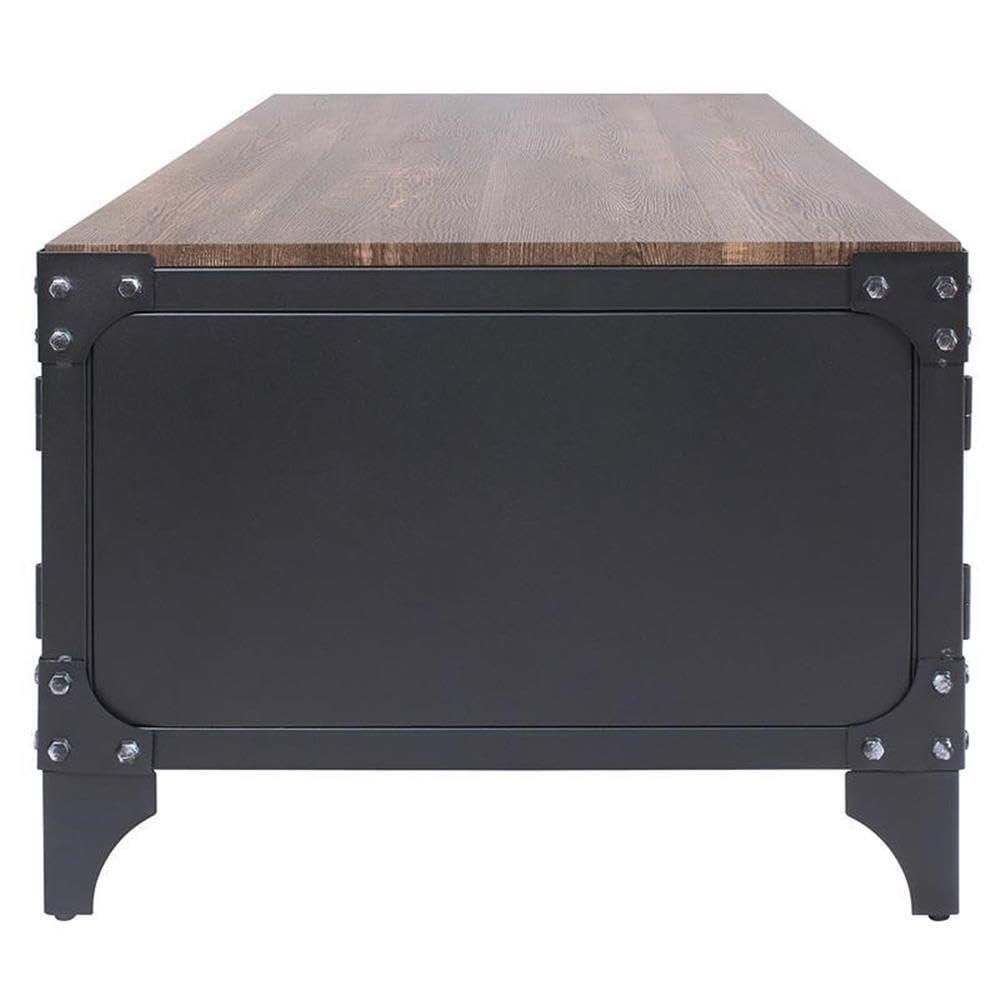 Furniture of America Edam Metal 2-Piece Coffee Table Set in Sand Black - Modern Living Room Furniture for Small Spaces & Apartments