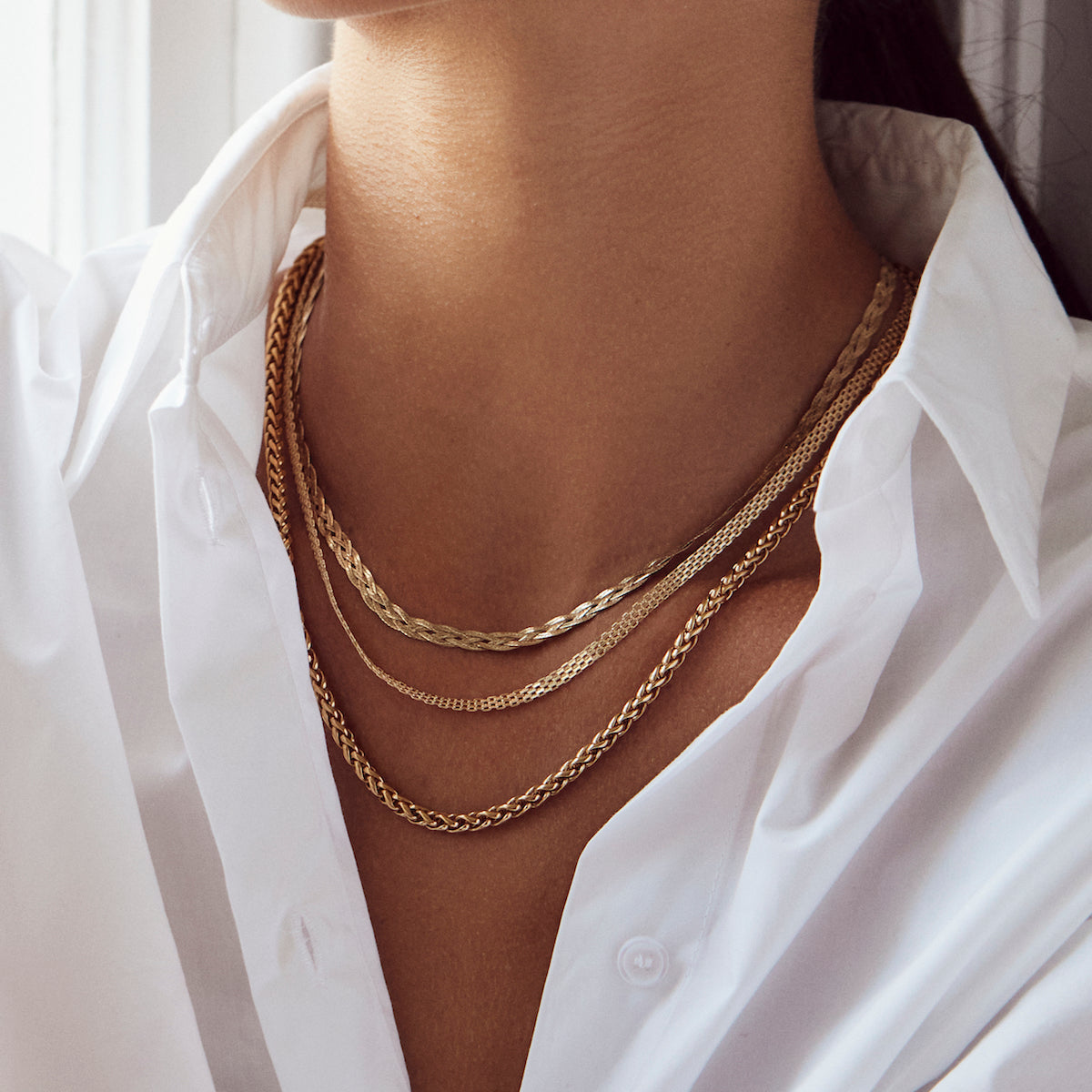 Diamond Cut Braid Chain Necklace for Women - 14K Gold Plated Stainless Steel Jewelry - Perfect for Parties, Weddings & Everyday Wear