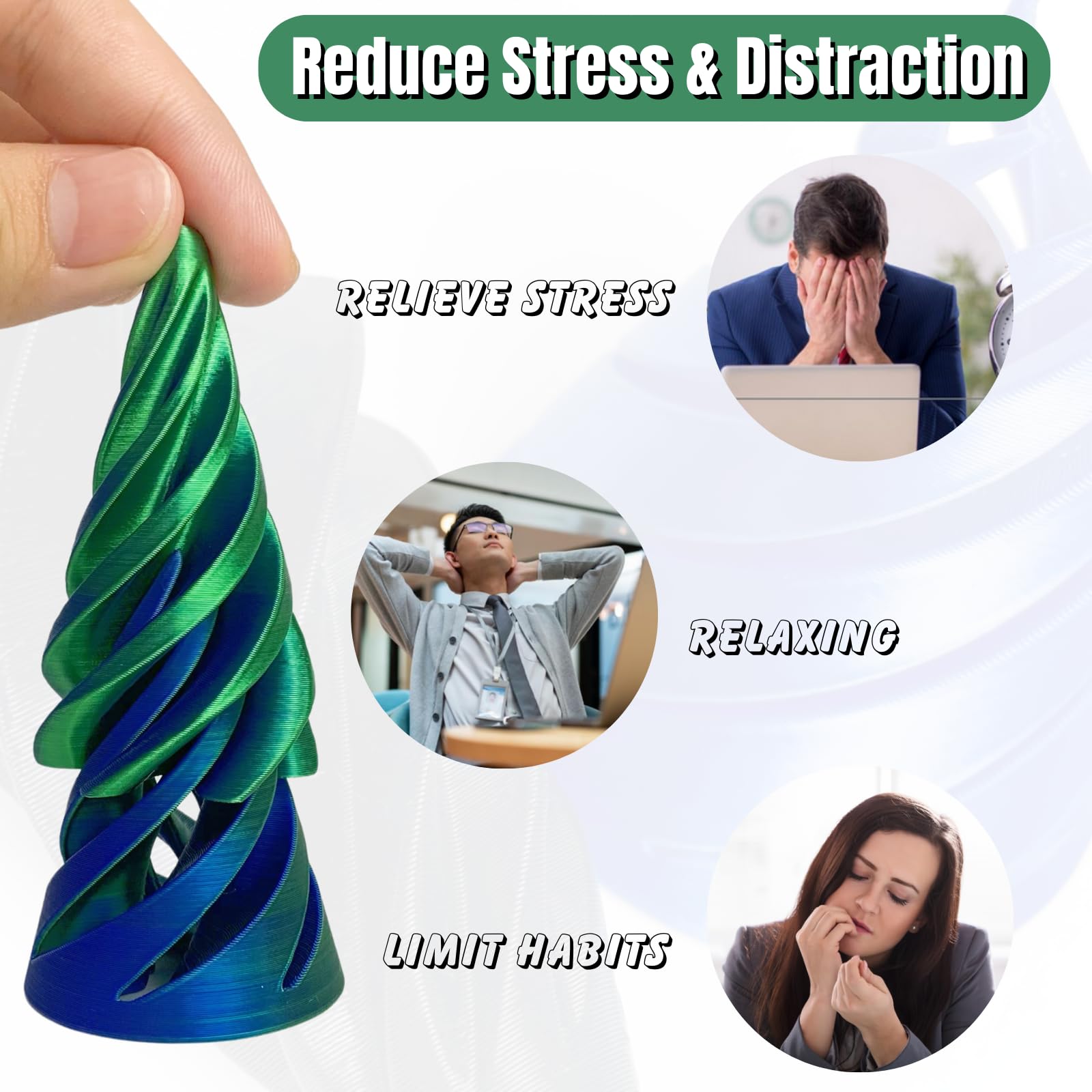 3D Printed Impossible Pyramid Passthrough Sculpture - Spiral Cone Fidget Toy for Stress Relief | Mini Vortex Thread Illusion Desk Decor | Unique Gift for Office, Home & Anxiety Relief (Great for ADHD Focus & Sensory Play)