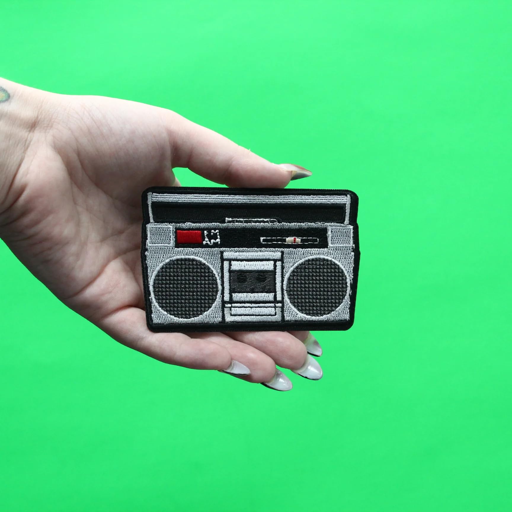 Vintage Retro Boombox Stereo Player Embroidered Iron On Patch - Perfect for DIY Jackets, Jeans, Bags & Denim Customization