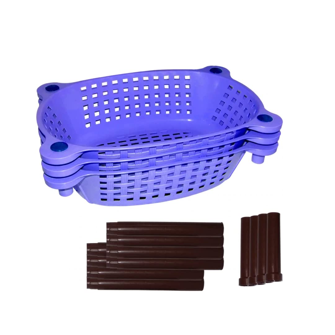 Suzec Premium 3-Tier Stackable Kitchen Cart with Dish Rack - Multipurpose Plastic Storage Organizer for Fruits, Vegetables, Food, Snacks, Bottles & Toys | Space-Saving Modern Kitchenware for Small Apartments & Dorm Rooms