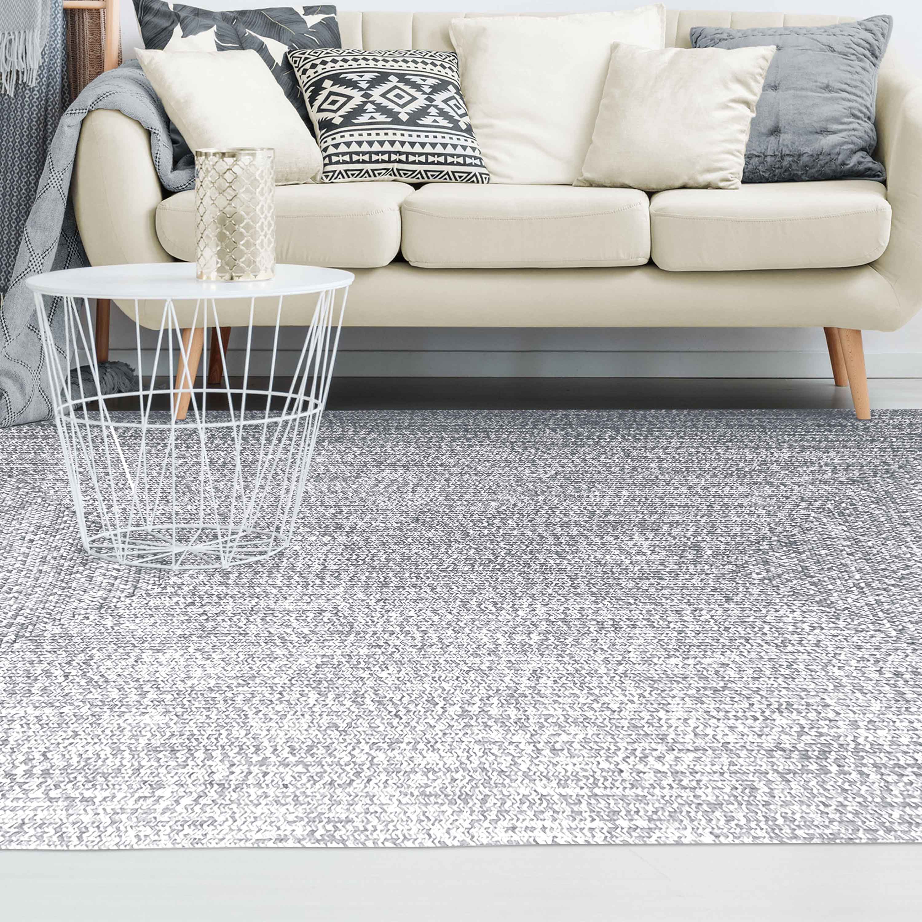 Two-Toned Braided Bohemian Area Rug - Indoor/Outdoor Use for Living Room, Patio & Bedroom Decor