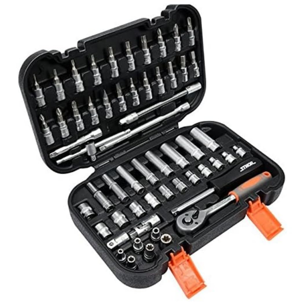 STHOR 58643 56-Piece 1/4-Inch Drive Tool Set - Complete Socket Wrench Kit for Automotive, Home Repair & DIY Projects