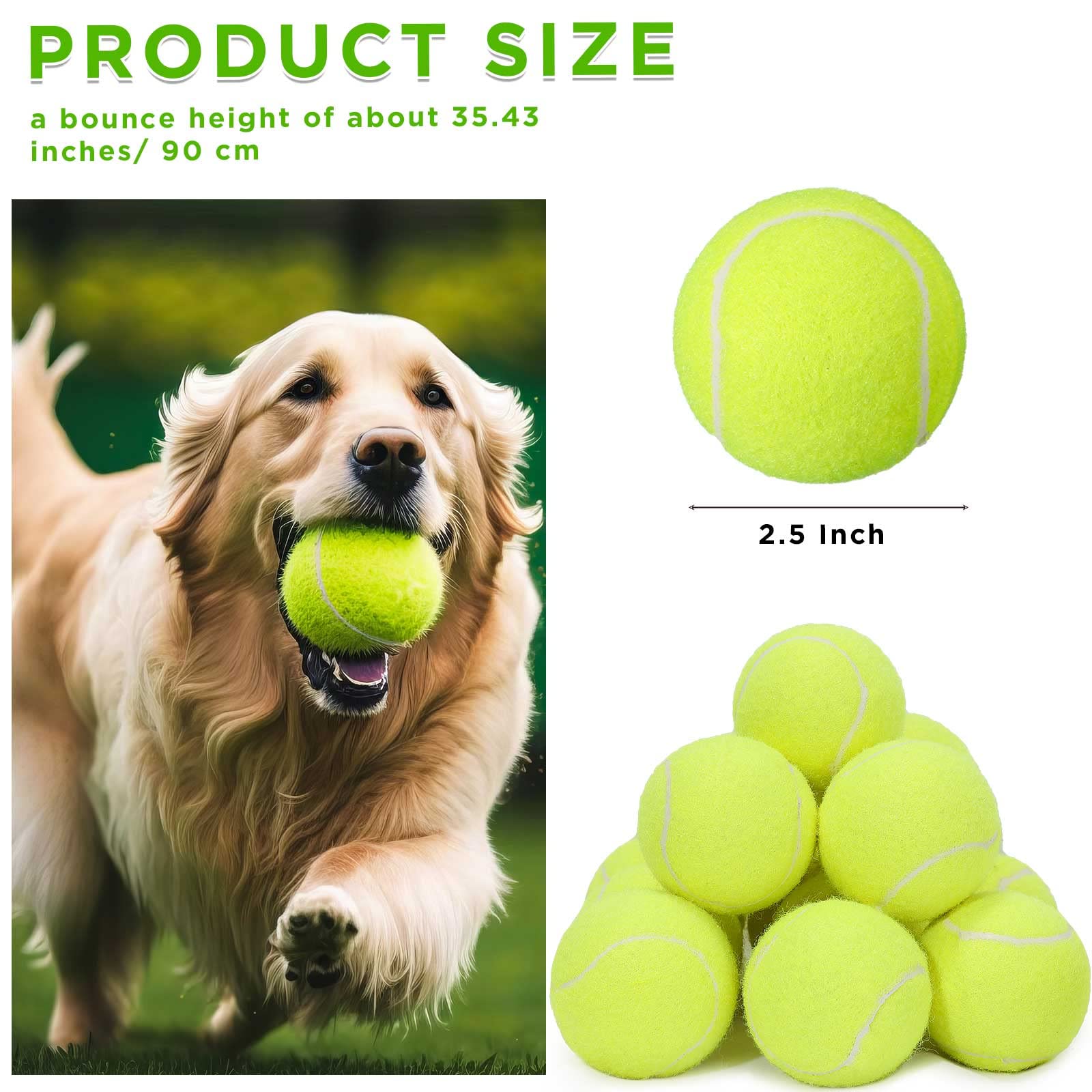 50 Pack Dog Tennis Balls - 2.5 Inch Durable Rubber Pet Training Balls for Interactive Play, Fetch & Exercise - Includes Mesh Storage Bag - Perfect for Beginners, Outdoor Games & Dog Training Sessions
