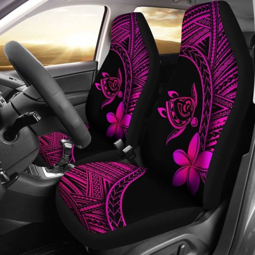Alohawaii Premium Car Seat Covers - Hawaii Turtle & Plumeria Pink Design - Universal Fit for Cars, Trucks & SUVs - Perfect for Beach Trips, Summer Drives & Hawaiian-Themed Decor