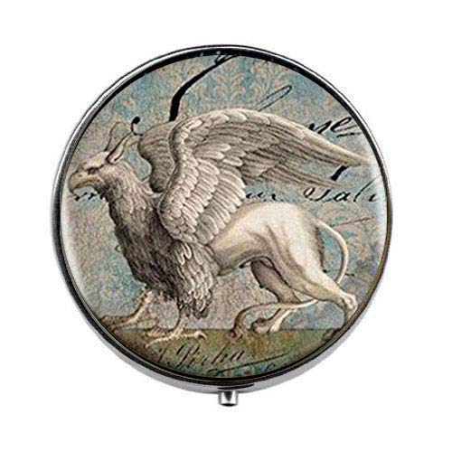 Snow Griffin Animal Art Photo Pill Box - Elegant Charm Pill Box & Glass Candy Container for Travel, Home Decor, and Gift Giving