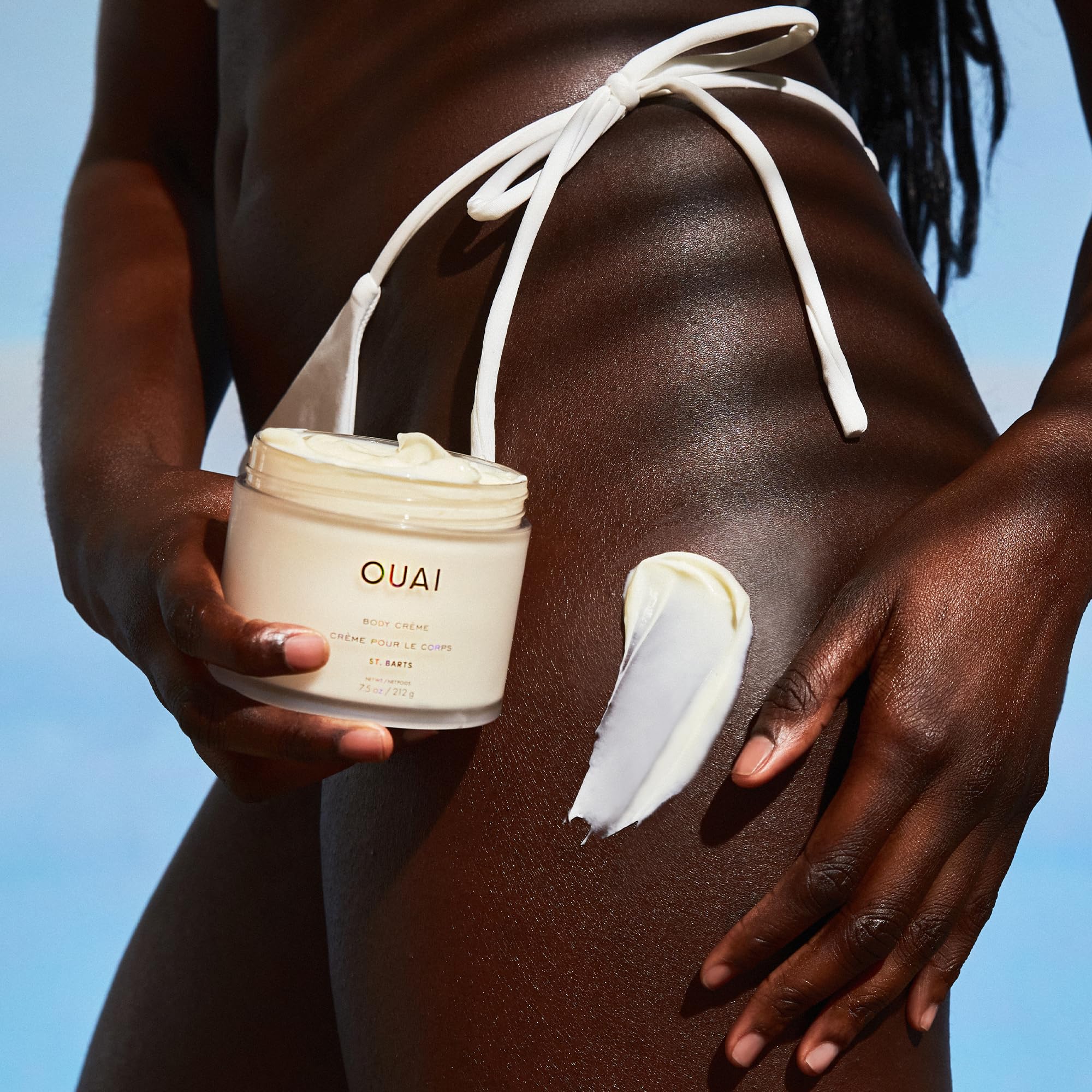 OUAI St. Barts Hydrating Body Cream Bundle with Cupuaçu Butter & Coconut Oil - Moisturizing Skin Care for Soft, Glowing Skin - Sulfate-Free Formula with Squalane (2-Pack, 7.5oz & 3.4oz) | Perfect for Dry Skin Care Routine, Post-Shower Moisturizer & Spa Day Self-Care