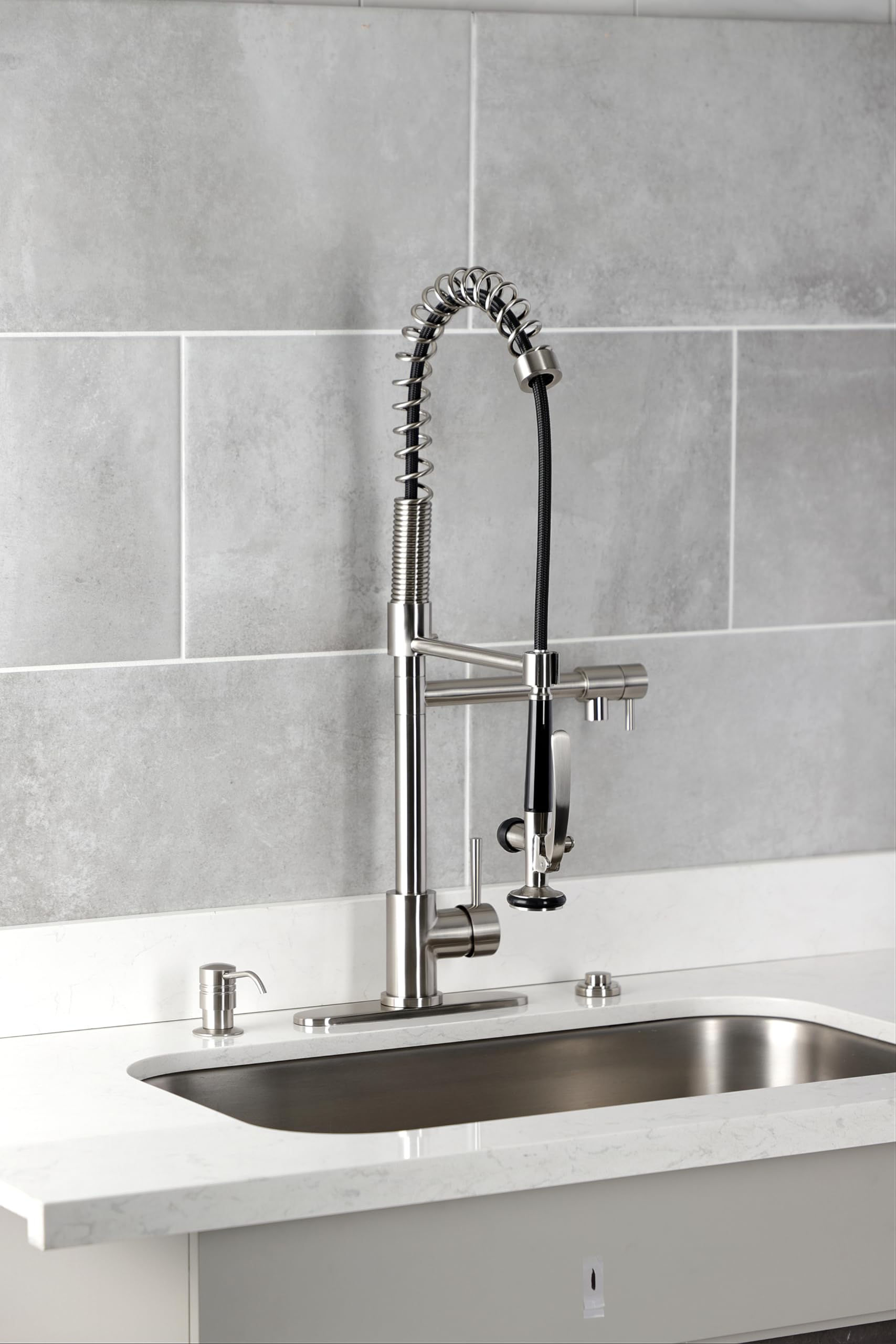 Kingston Brass KATSK218 Gourmetier Single Outlet Garbage Disposal Air Switch Kit in Brushed Nickel - Perfect for Kitchen Sink Waste Disposal Systems