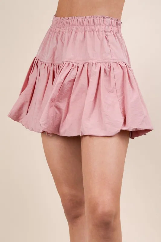 Pink Bubble Mini Skirt with Built-in Shorts - Cute & Comfortable High Waist Skirt for Women | Perfect for Summer Outfits, Beach Vacations & Casual Streetwear