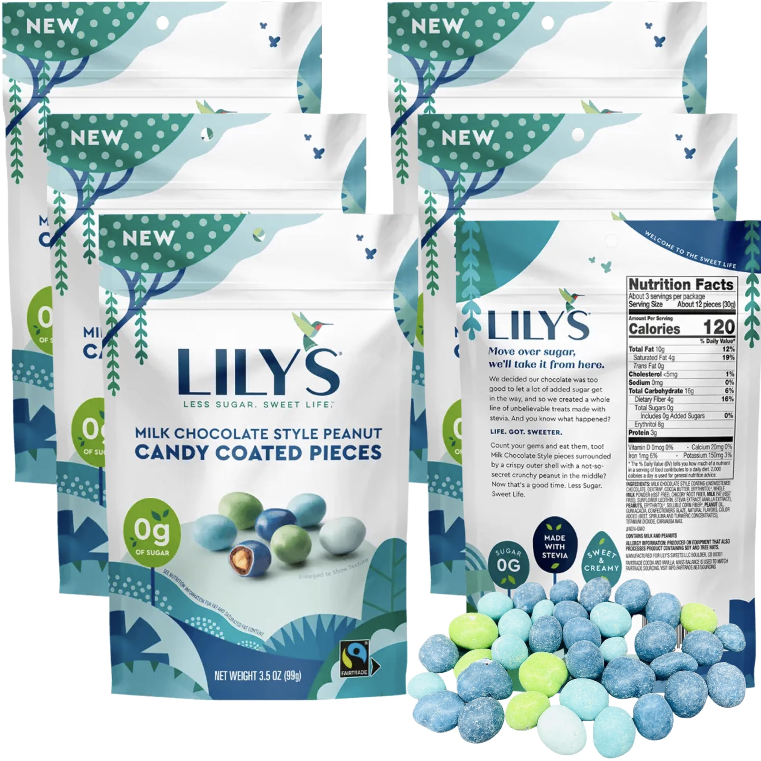 Lily Milk Chocolate Peanut Candy Coated Pieces - 3.5oz Bags (6 Pack) | Bulk Candy for Parties, Gifts & Snacking | Delicious Chocolate Covered Peanuts for Dessert & Baking