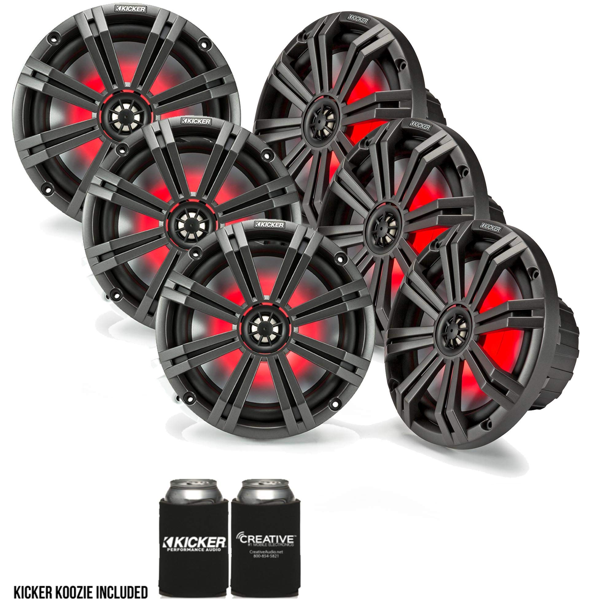 Kicker 8-Inch Marine LED Speakers - 3-Pair OEM Replacement Waterproof Audio System for Boats, Yachts, and Outdoor Adventures