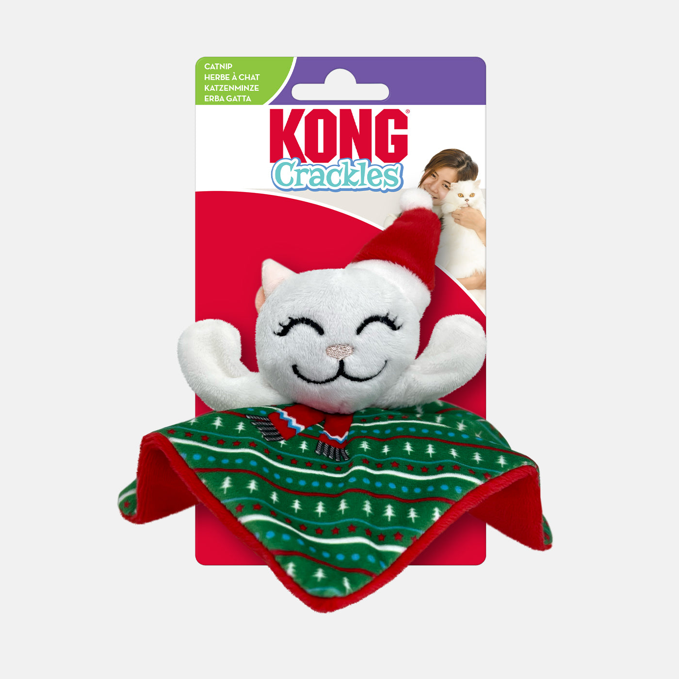 KONG Holiday Crackles Santa Kitty Dog Toy - Durable Chew Toy for Small & Medium Dogs - Christmas Gift for Pets - Perfect for Playtime & Training