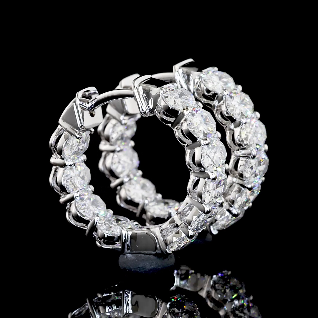 2.04 Carat Lab-Grown Oval E VS Diamond 14K White Gold Huggie Earrings for Women - Perfect for Weddings, Parties & Everyday Elegance