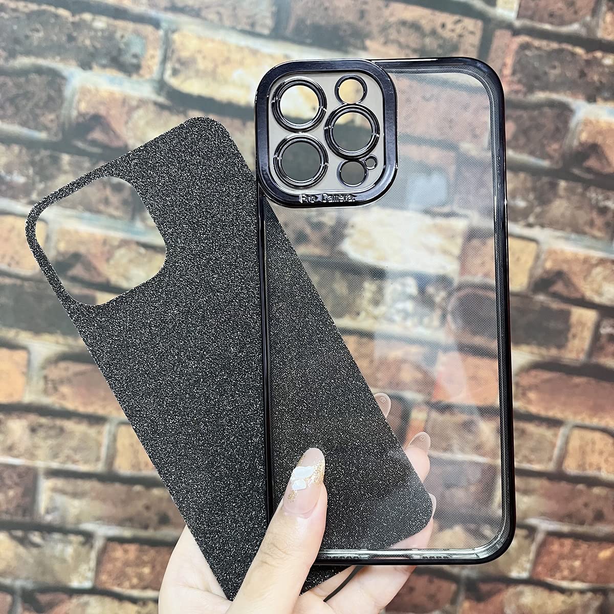 Fycyko Glitter Plating Luxury Clear Case for iPhone 11 - Soft TPU Shockproof Cover with Camera Protection (Black, 6.1