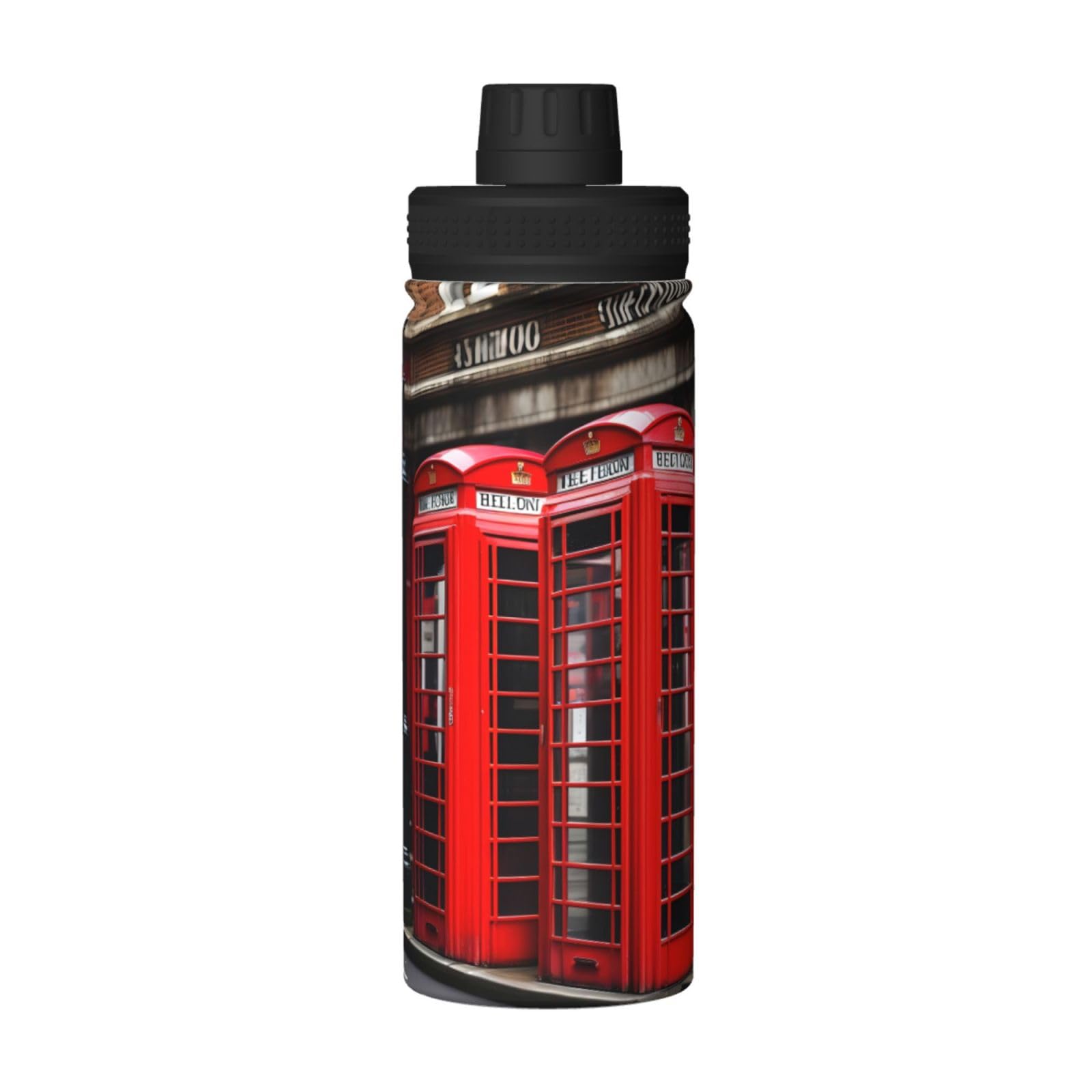 GaxfjRu Insulated Stainless Steel Water Bottle 510ml - Outdoor Sports & Travel Thermos for Hiking, Cycling & Camping - Perfect for London Phone Booth Enthusiasts